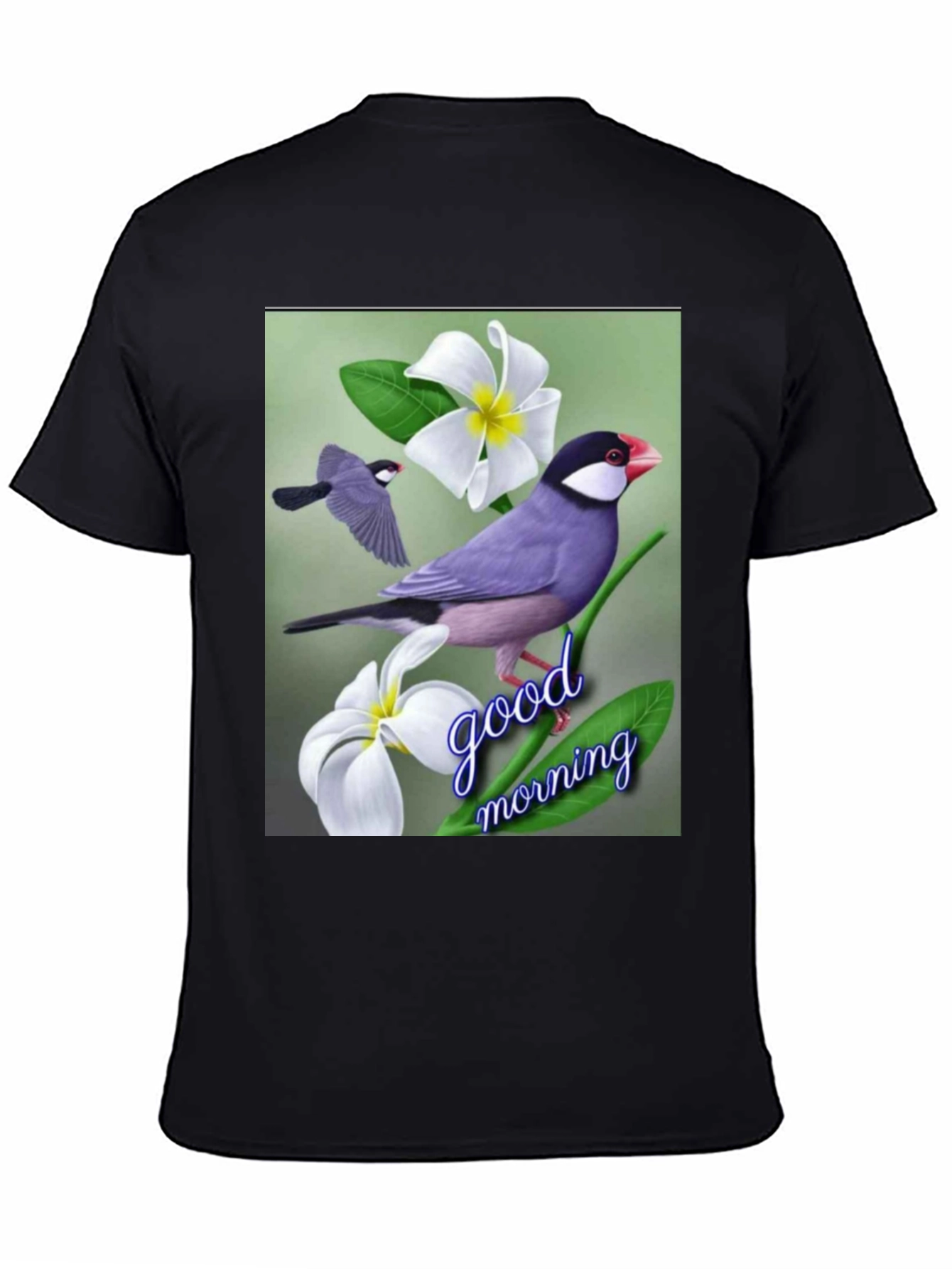 Black Bird & Floral Graphic Tee - Good Morning view 4
