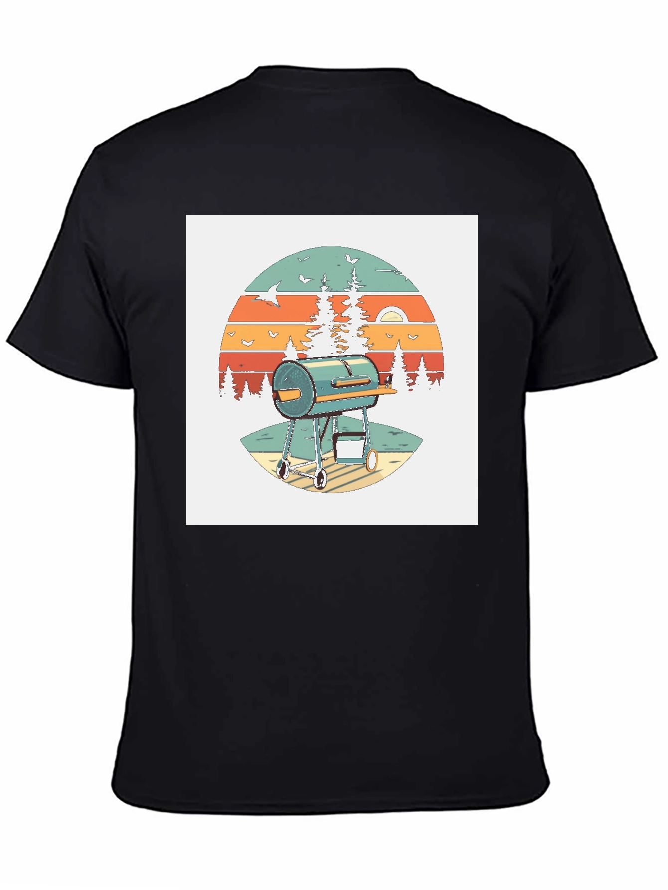 Black Retro BBQ Grill T-Shirt view 4