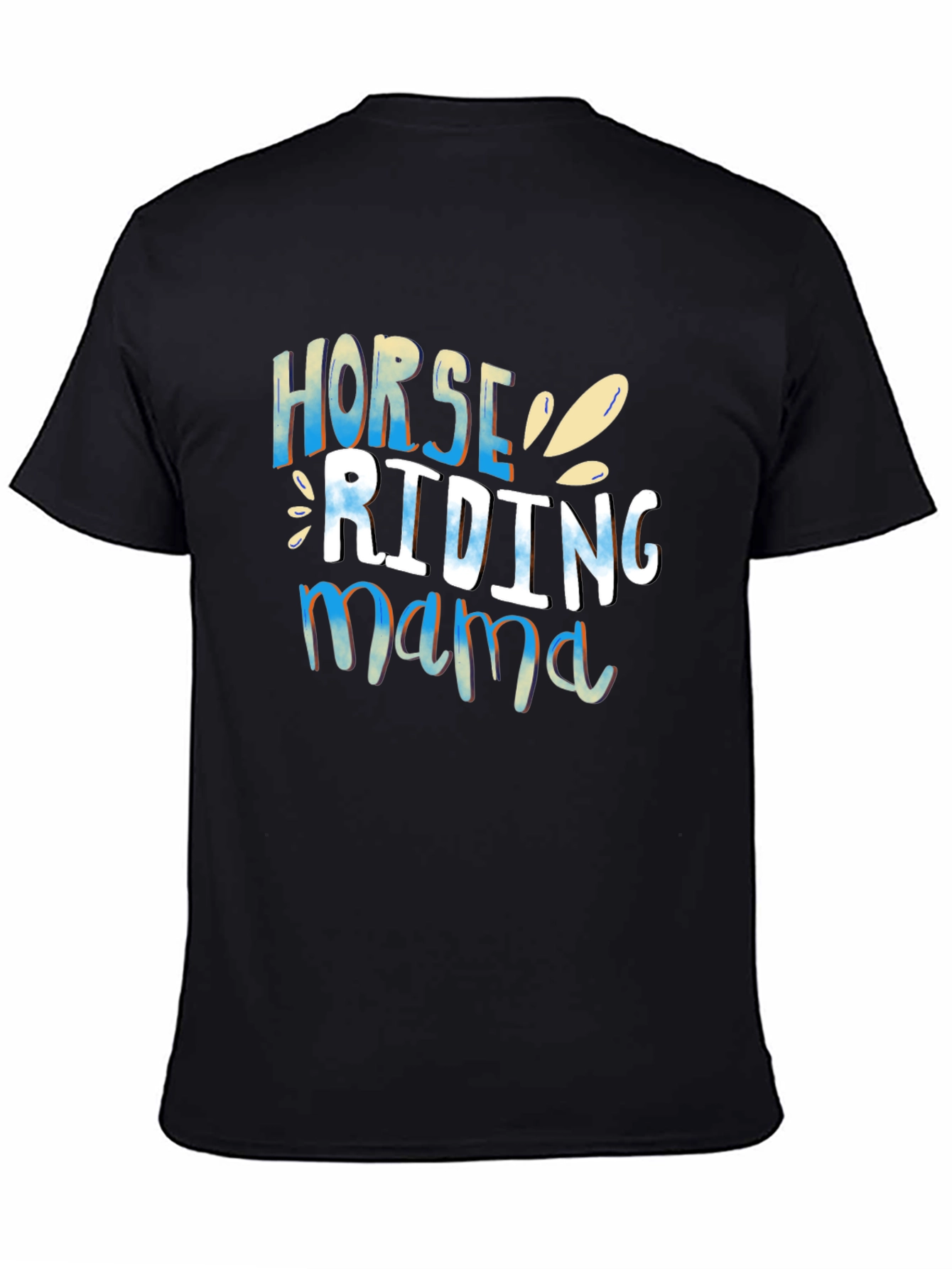 Black Horse Riding Mama Black T-Shirt view 4