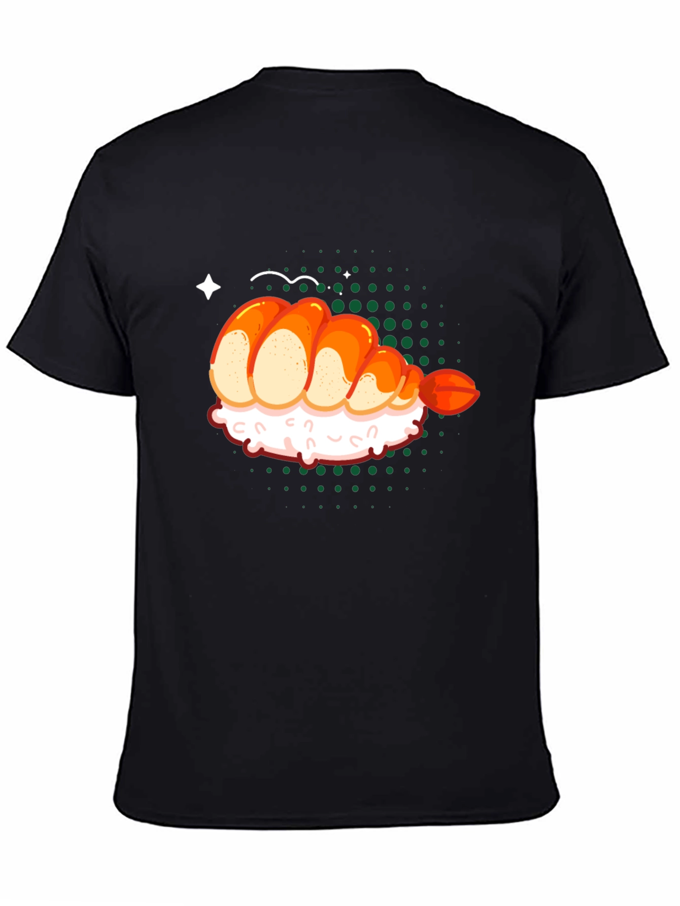 Sushi Shrimp Graphic Tee - Unisex Black T-Shirt - 4
