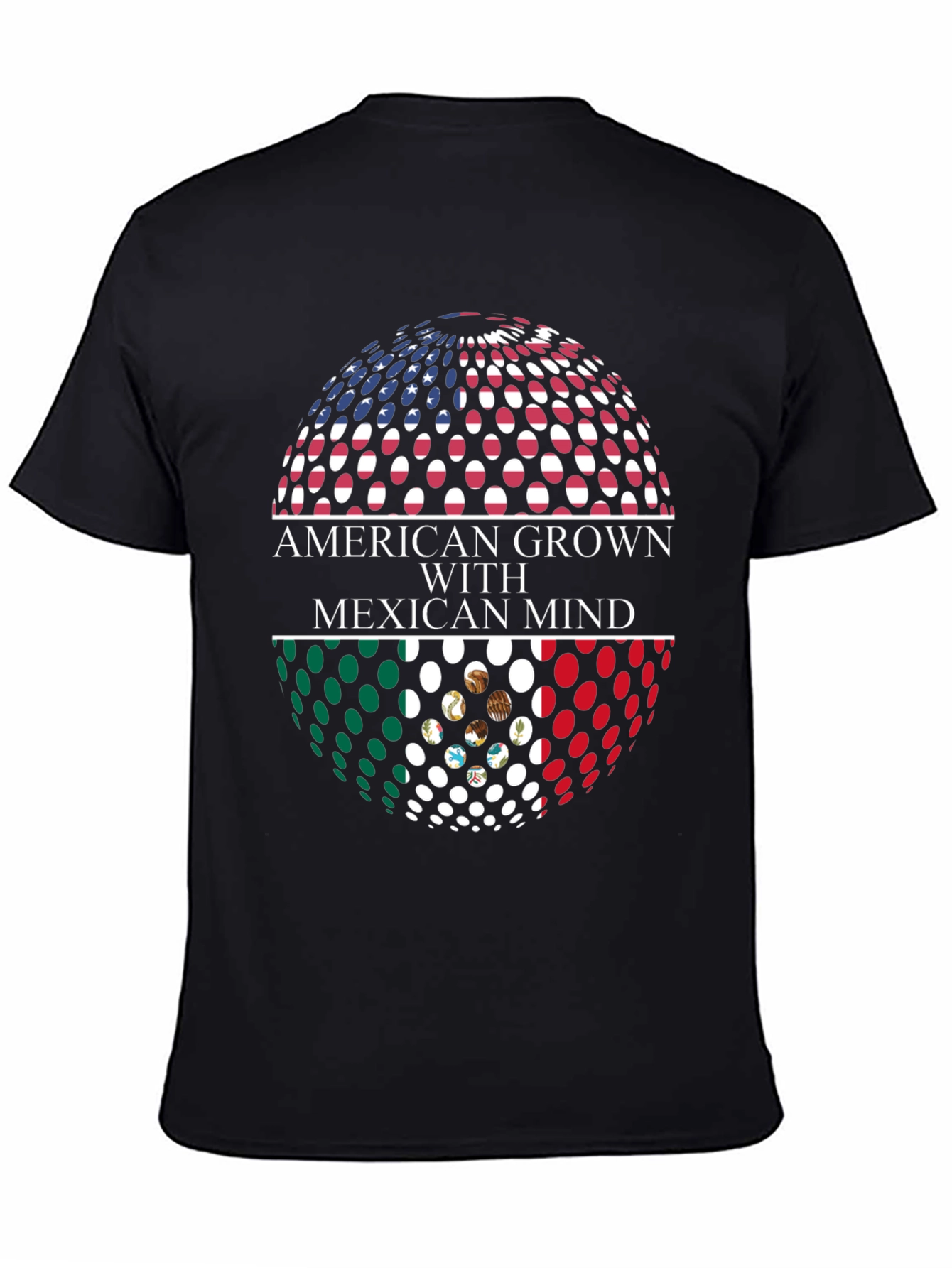 Black American Grown with Mexican Mind Graphic T-Shirt view 4