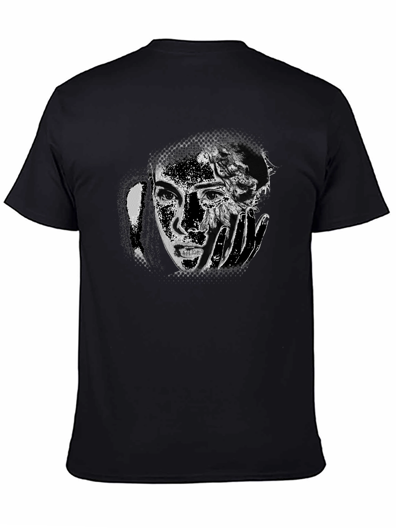 Black Monochrome Portrait Graphic Tee - Soft Cotton Blend view 4