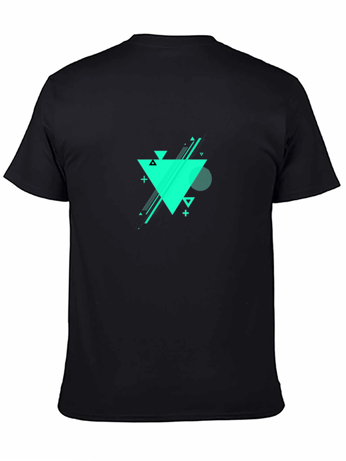 Black Abstract Geometric Triangle Tee view 4