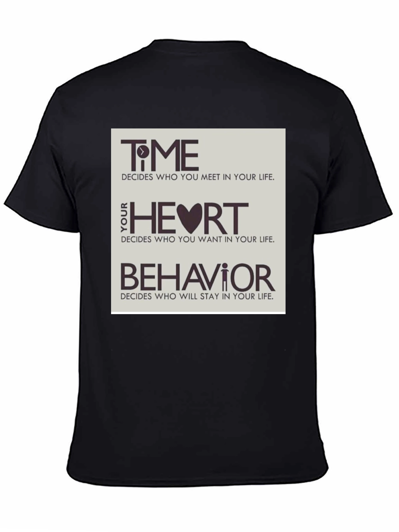 Black Time, Heart, & Behavior Graphic Tee view 4