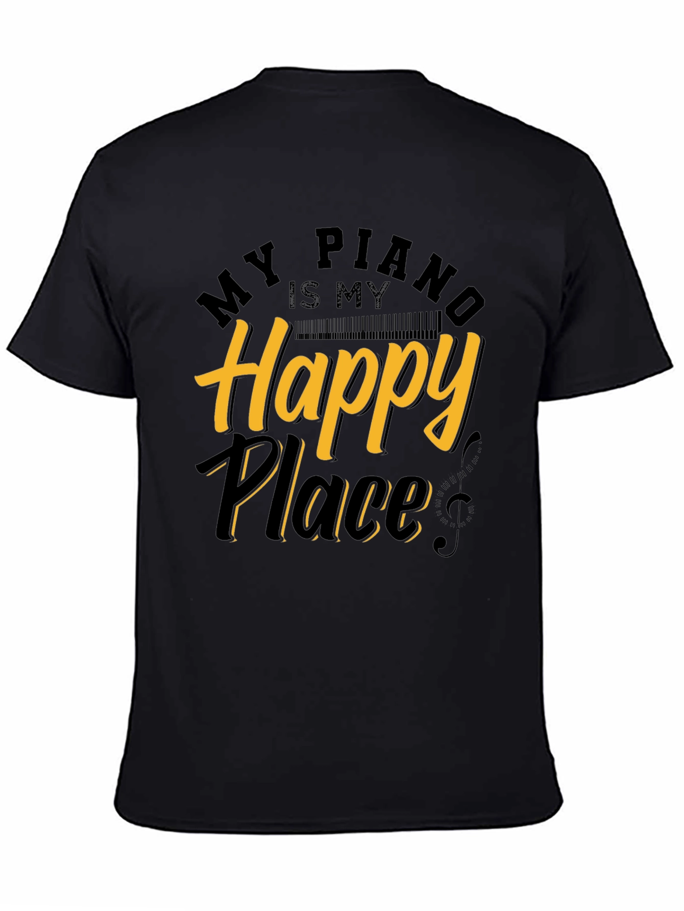 Black My Piano is My Happy Place Graphic Tee view 4