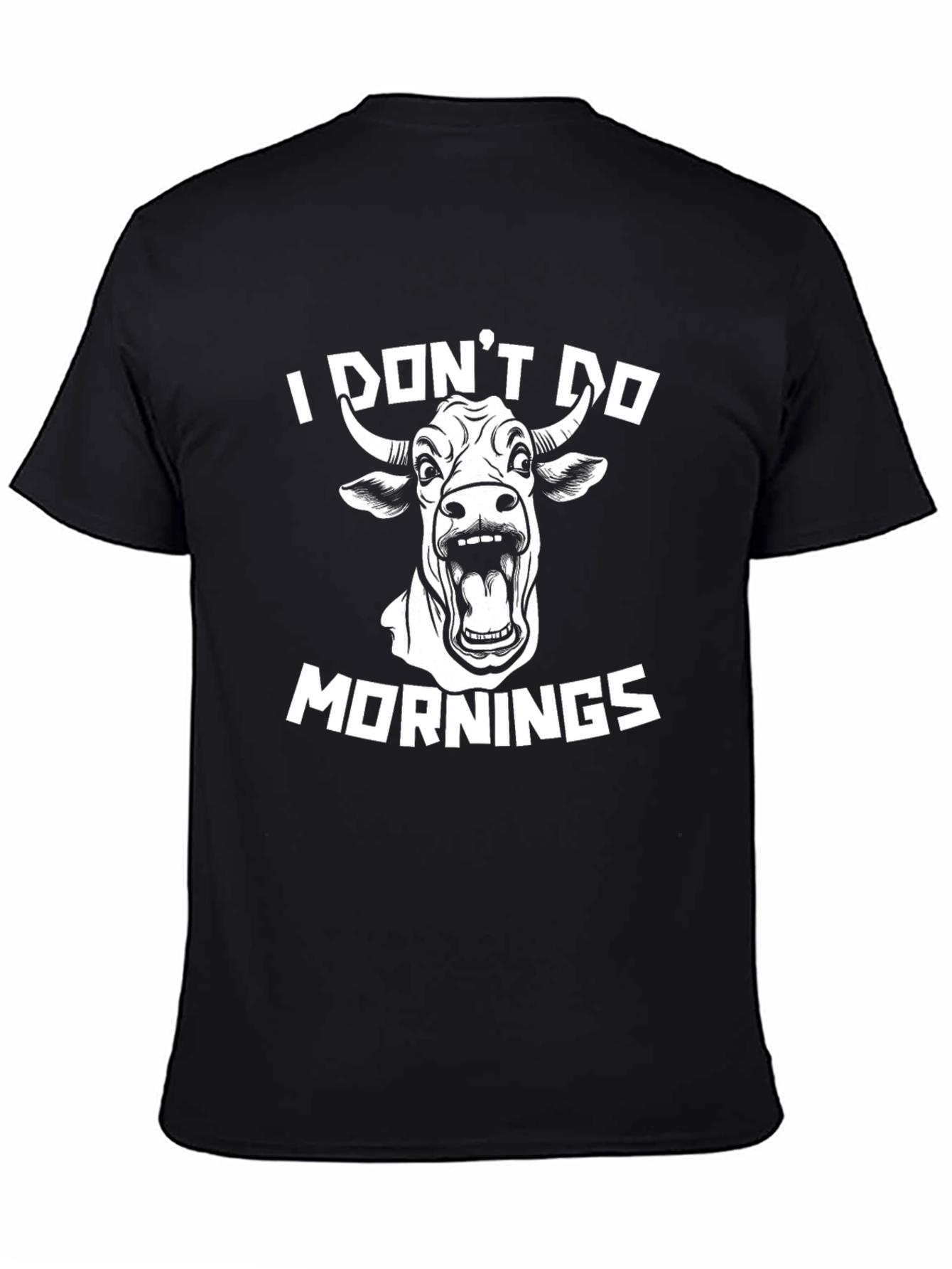 Black I Don't Do Mornings Cow Graphic Tee view 4