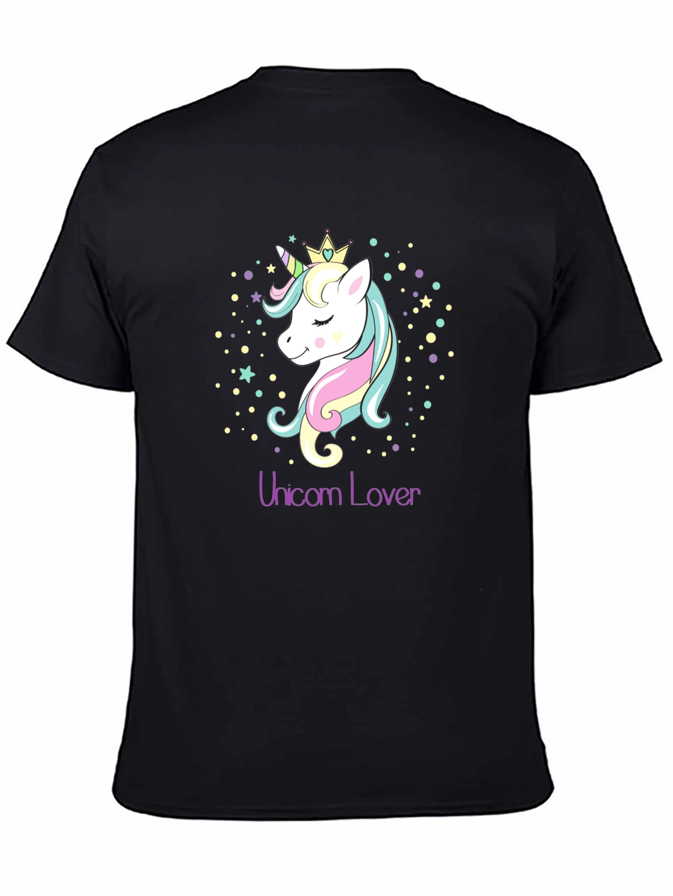 Black Unicorn Lover Black T-Shirt Graphic Tee view 4
