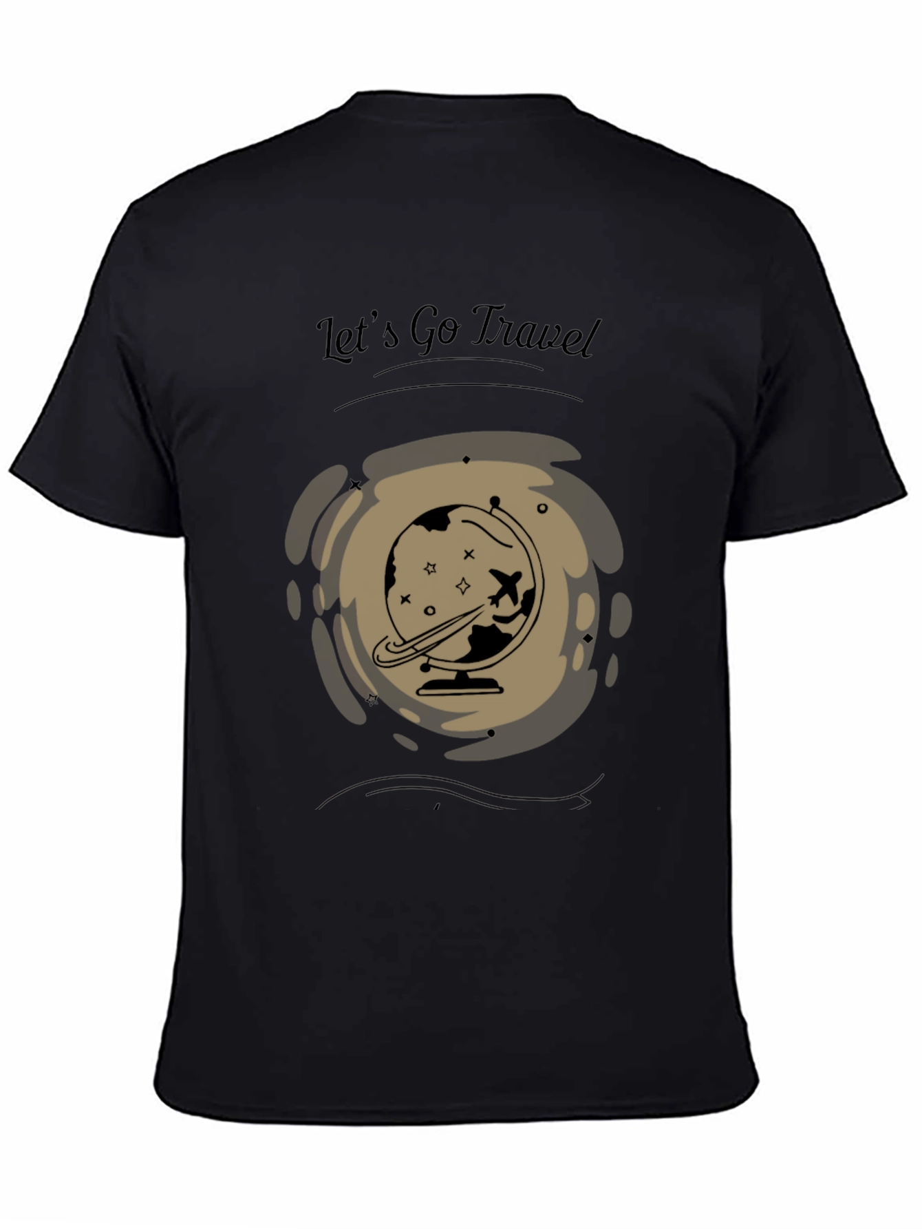 Black Let's Go Travel Black T-Shirt view 4