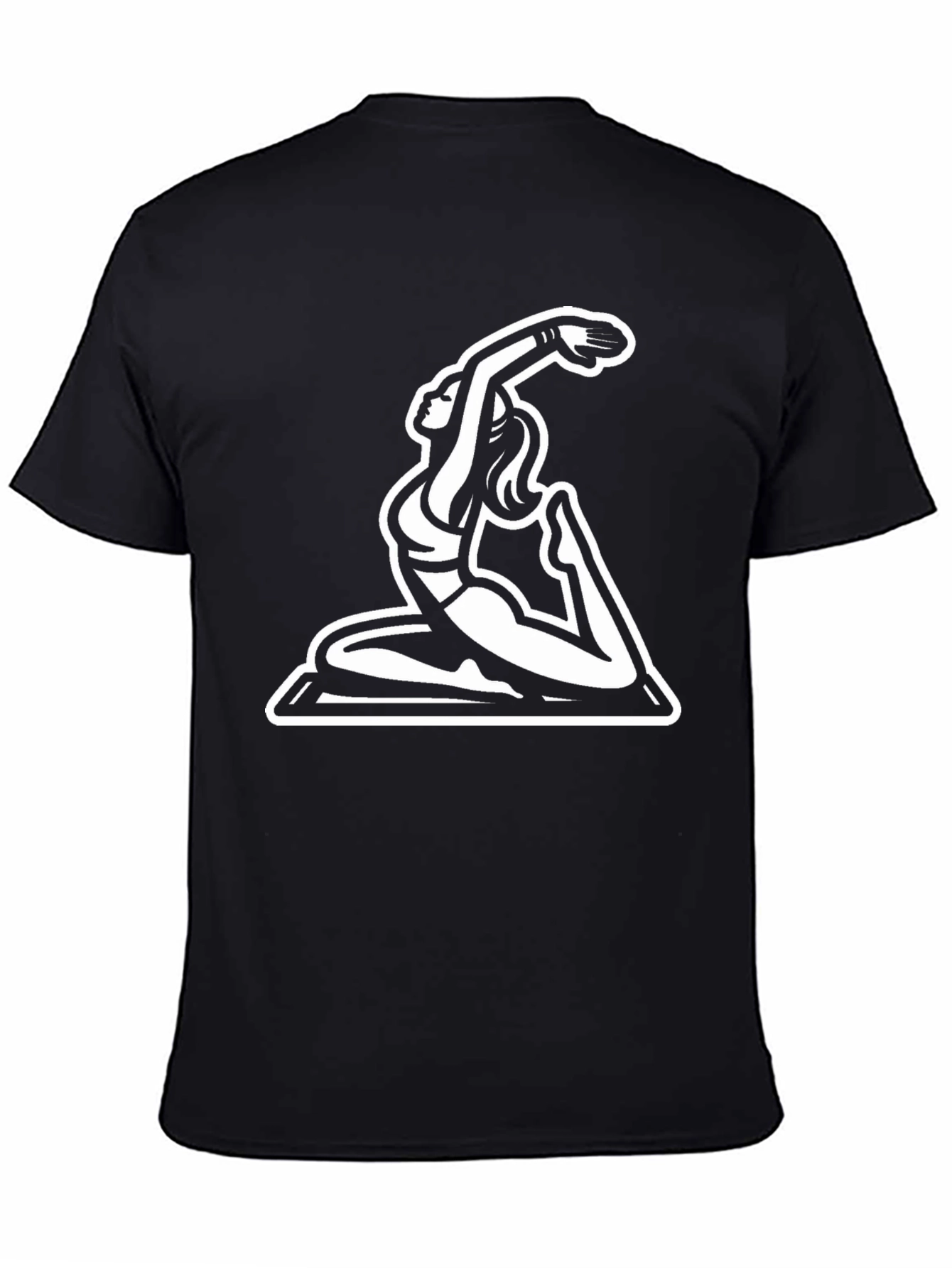 Black Yoga Pose Graphic Tee - Black Cotton Blend view 4