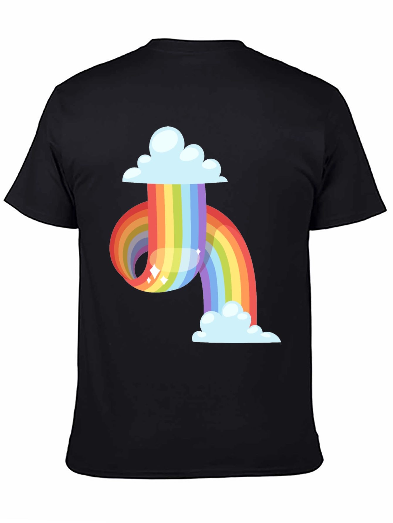 Black Rainbow Cloud Graphic Tee - Soft Cotton Blend view 4