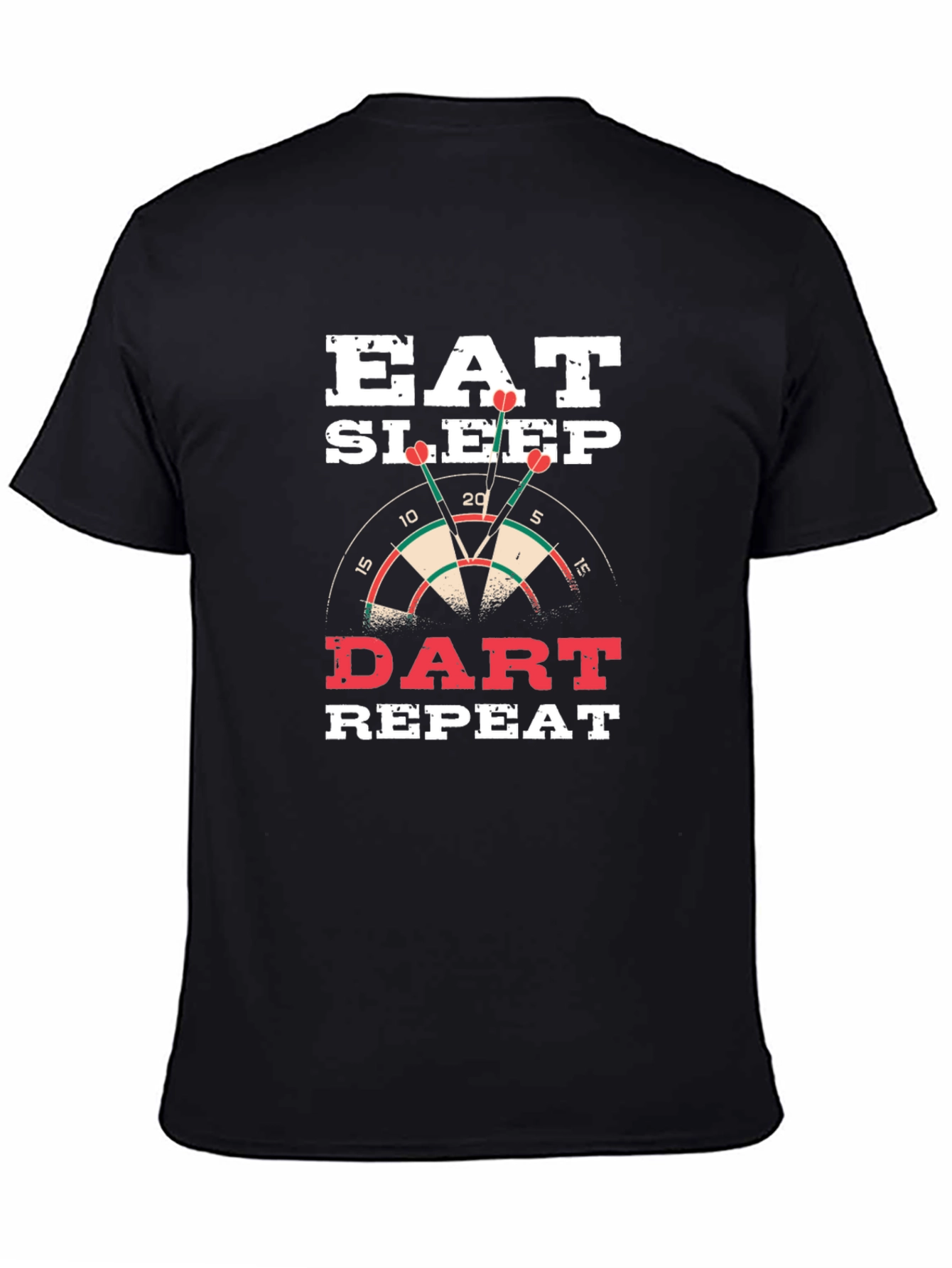 Black Eat Sleep Dart Repeat Black T-Shirt view 4