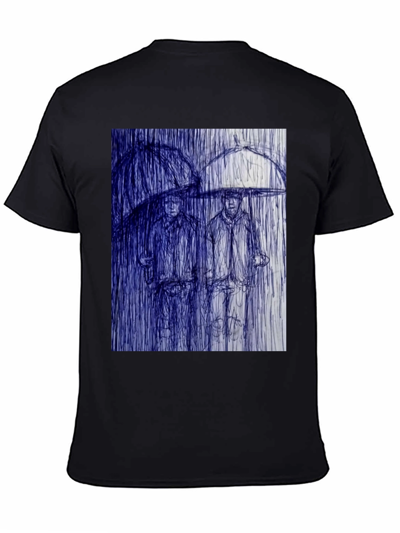 Black Rainy Day Sketch Graphic Tee view 4