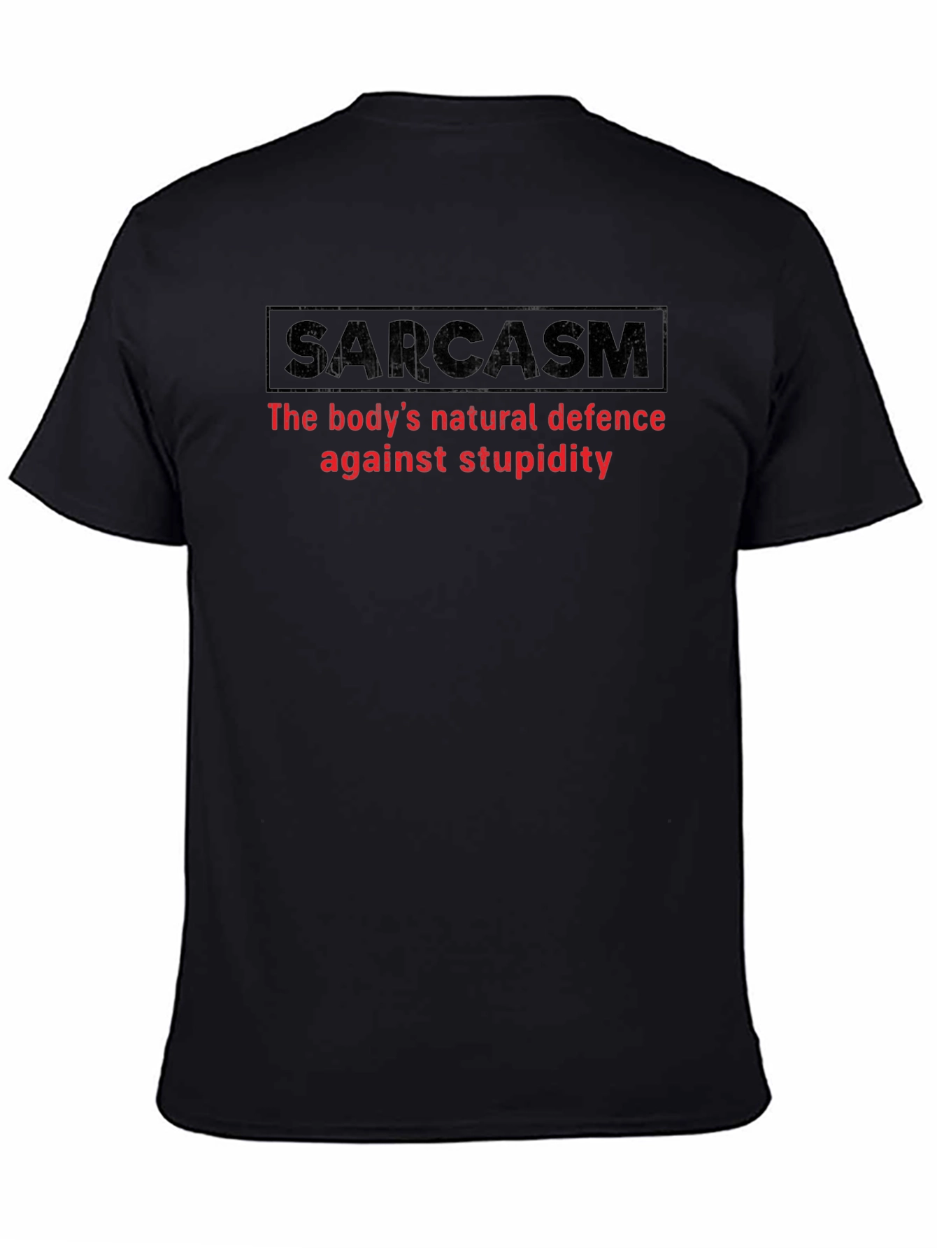 Black Sarcasm Defense Black Cotton T-Shirt view 4