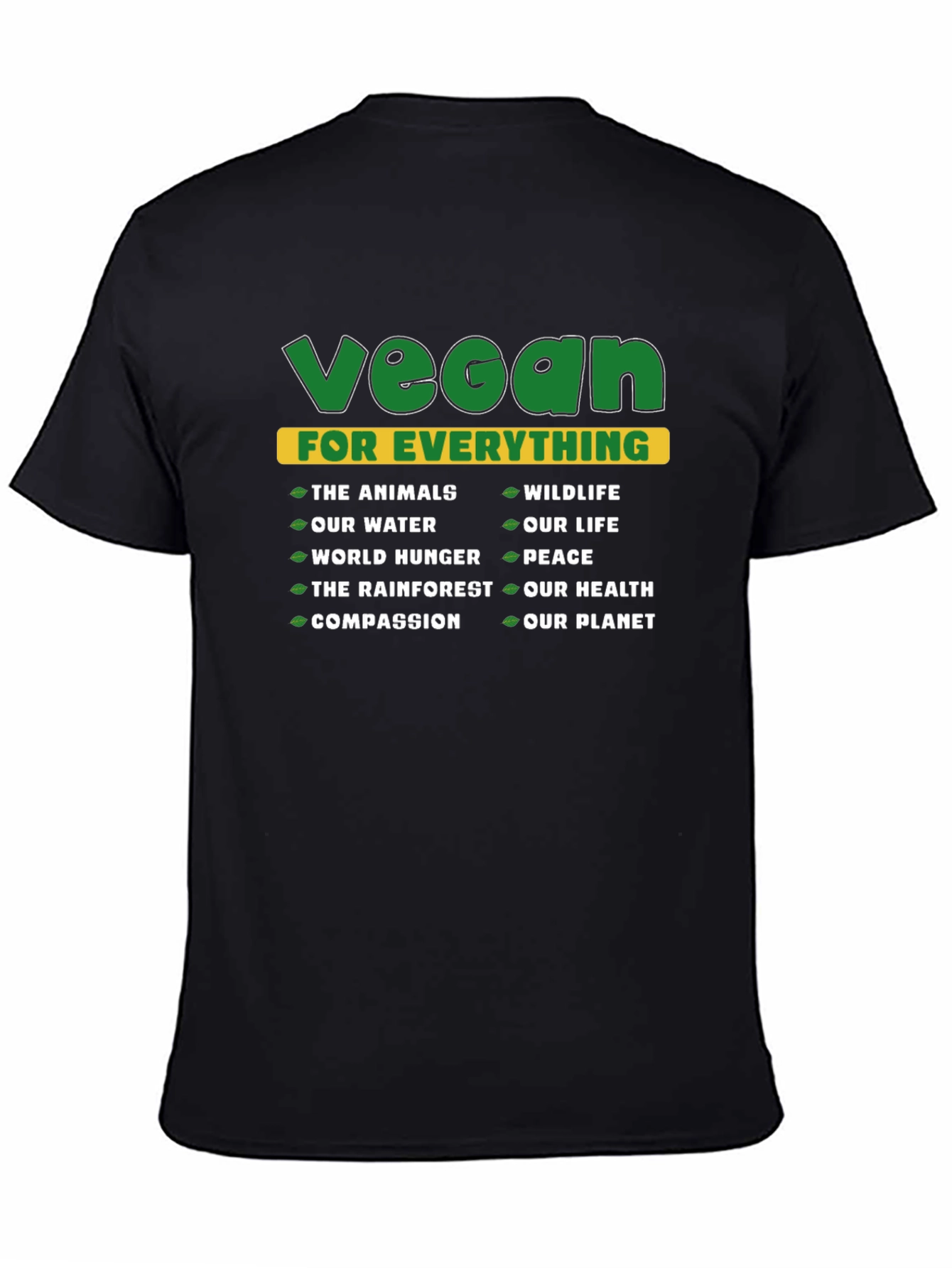 Black Vegan For Everything Graphic T-Shirt view 4