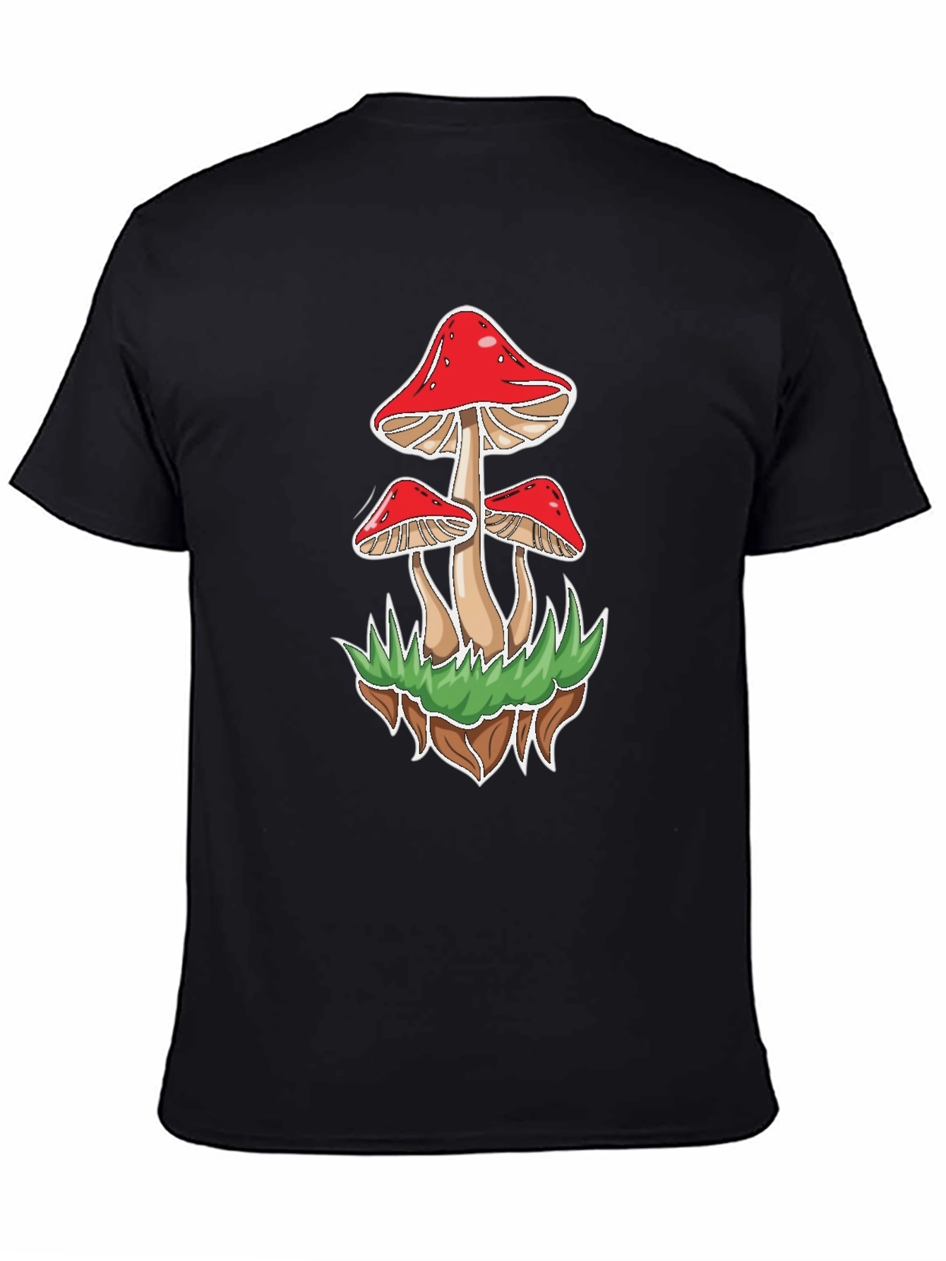 Black Mushroom Graphic Tee - Black Cotton Blend view 4