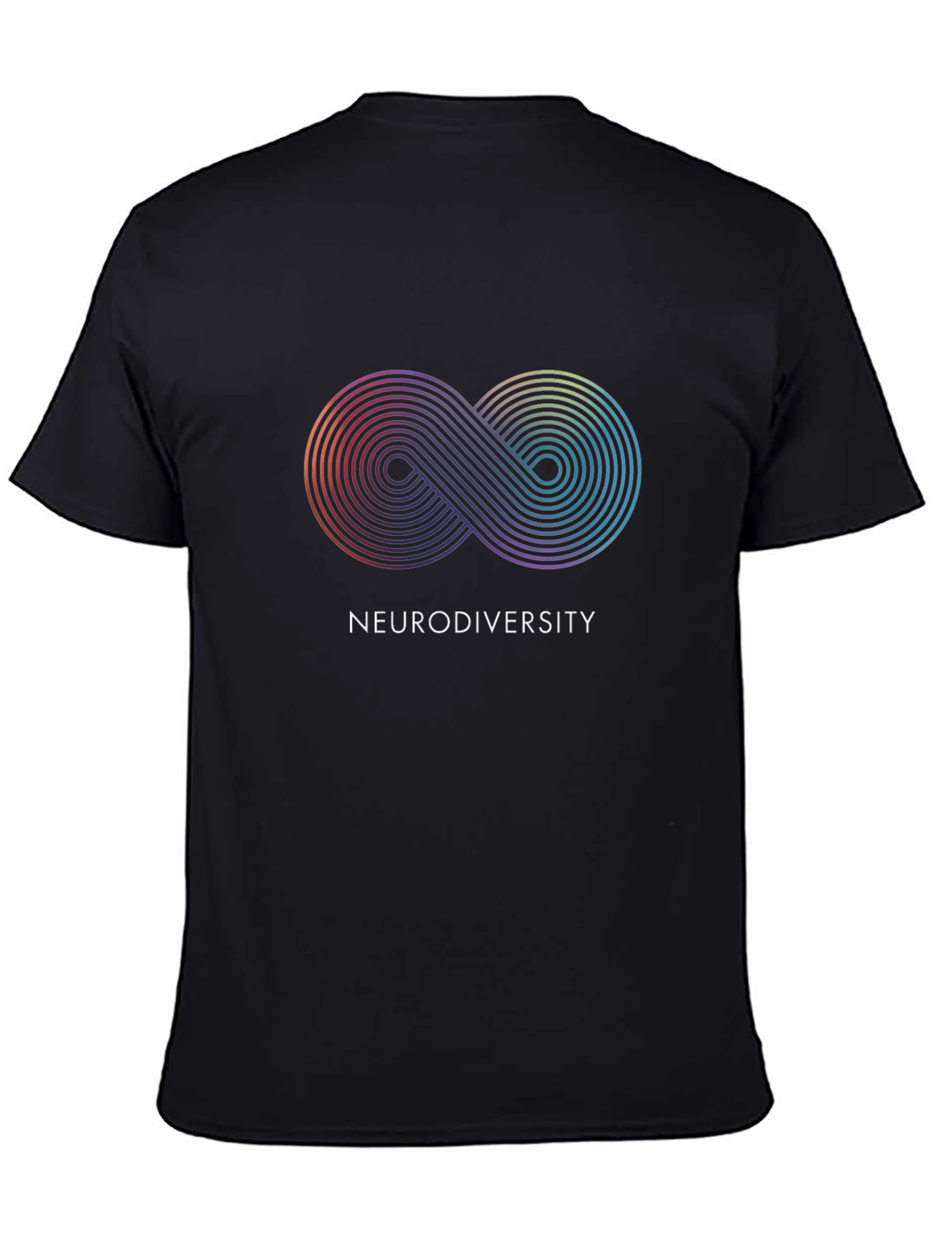 Black Neurodiversity Infinity Symbol Black T-Shirt view 4