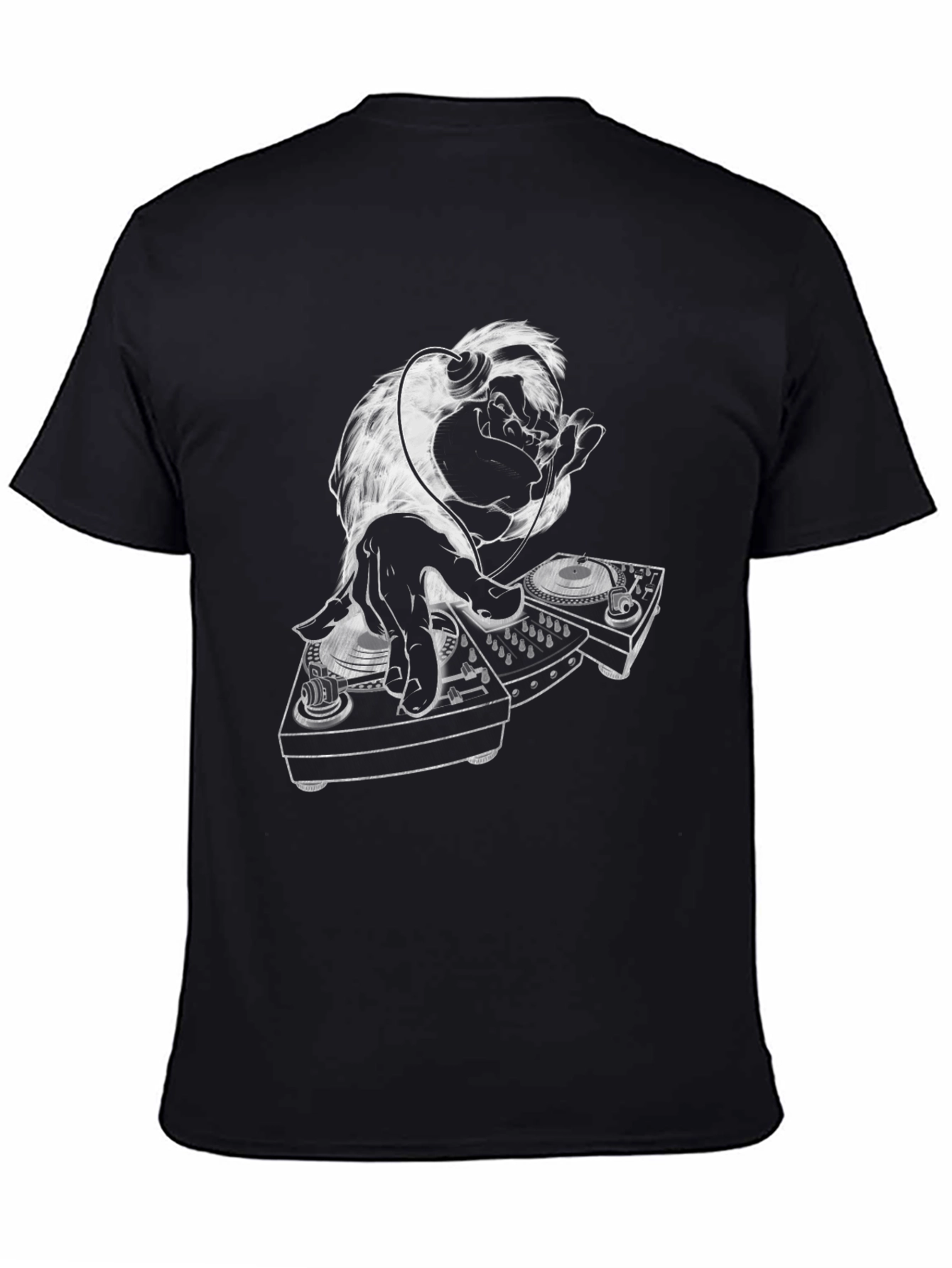 Black DJ Monkey Graphic Tee - Cool Black T-Shirt view 4