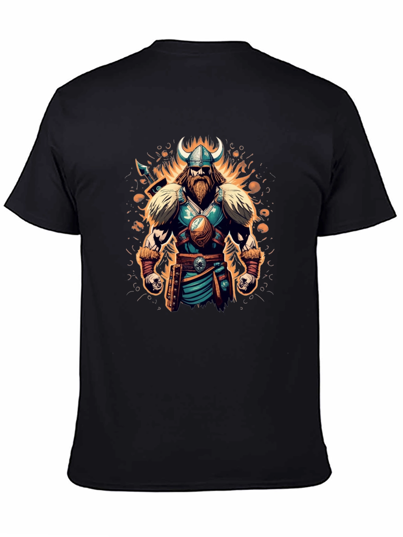 Black Viking Warrior Graphic Tee - Black Cotton Blend view 4