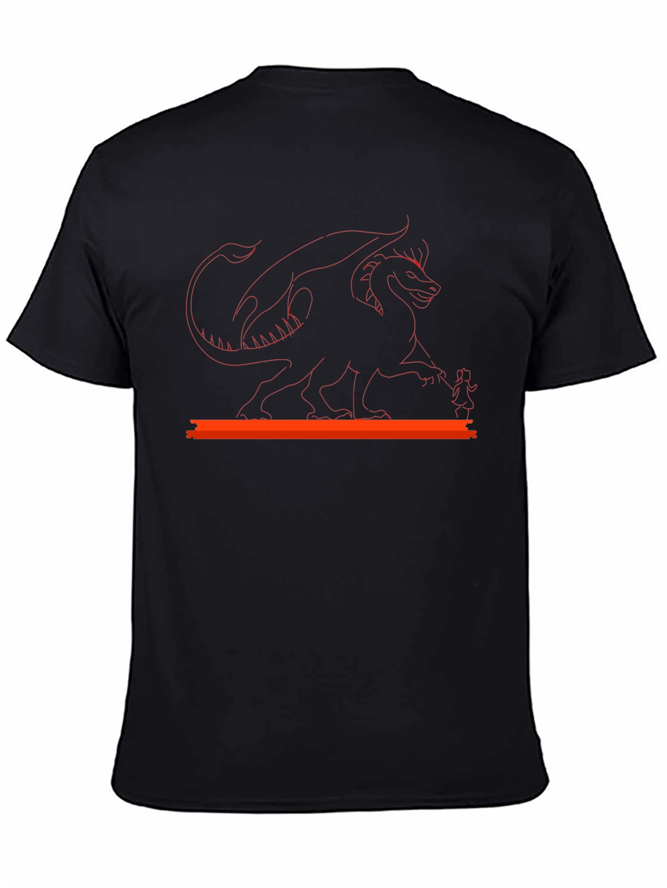 Black Dragon & Girl Graphic Black T-Shirt view 4