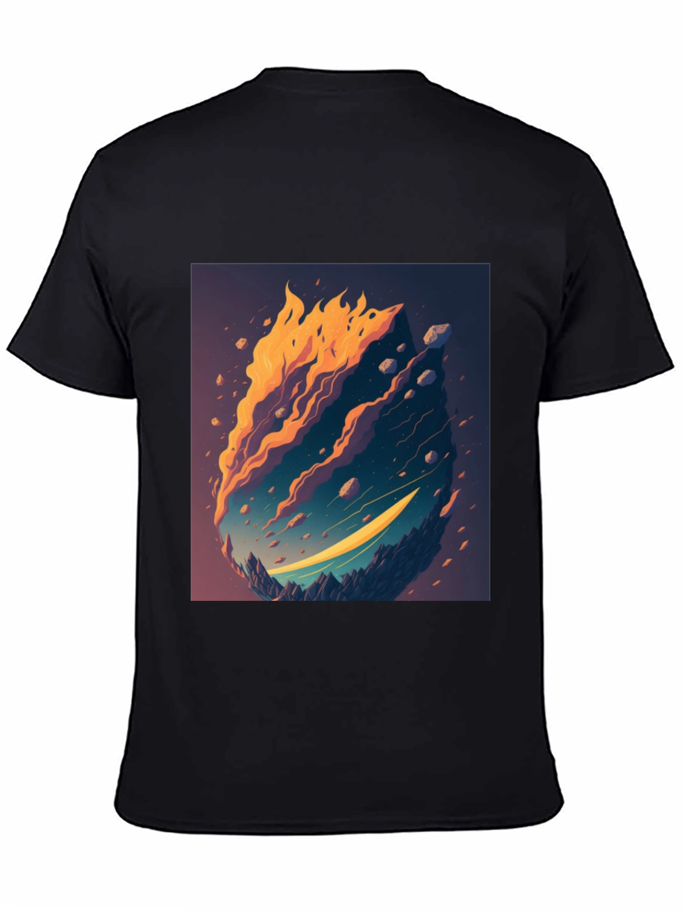Black Fiery Landscape Graphic Tee - Unique Design view 4