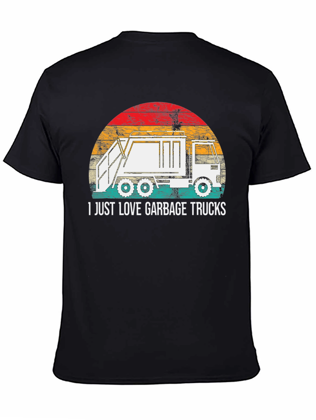 Black I Love Garbage Trucks Graphic Tee view 4