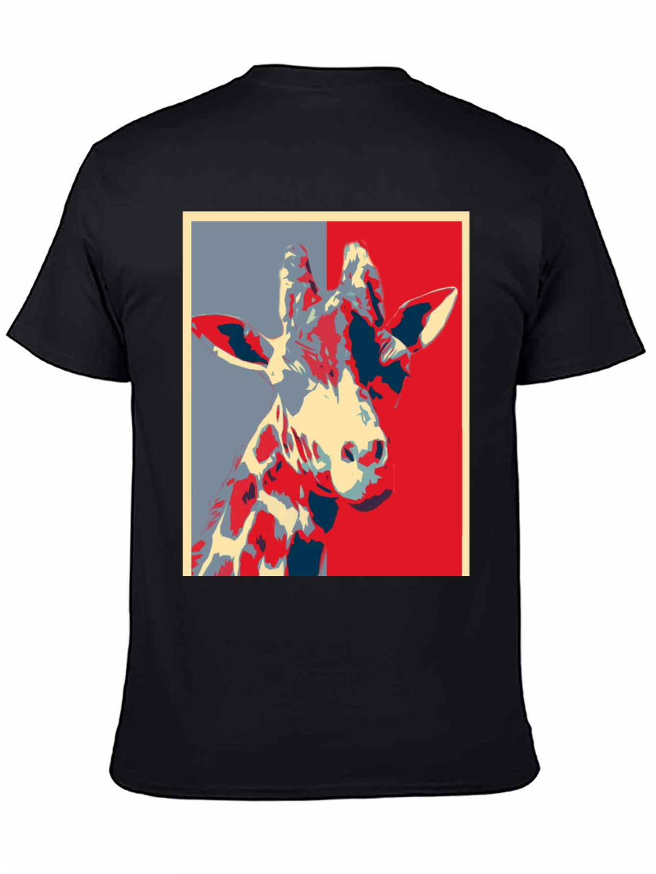 Black Giraffe Pop Art Graphic Tee - Trendy Crew Neck T-Shirt view 4