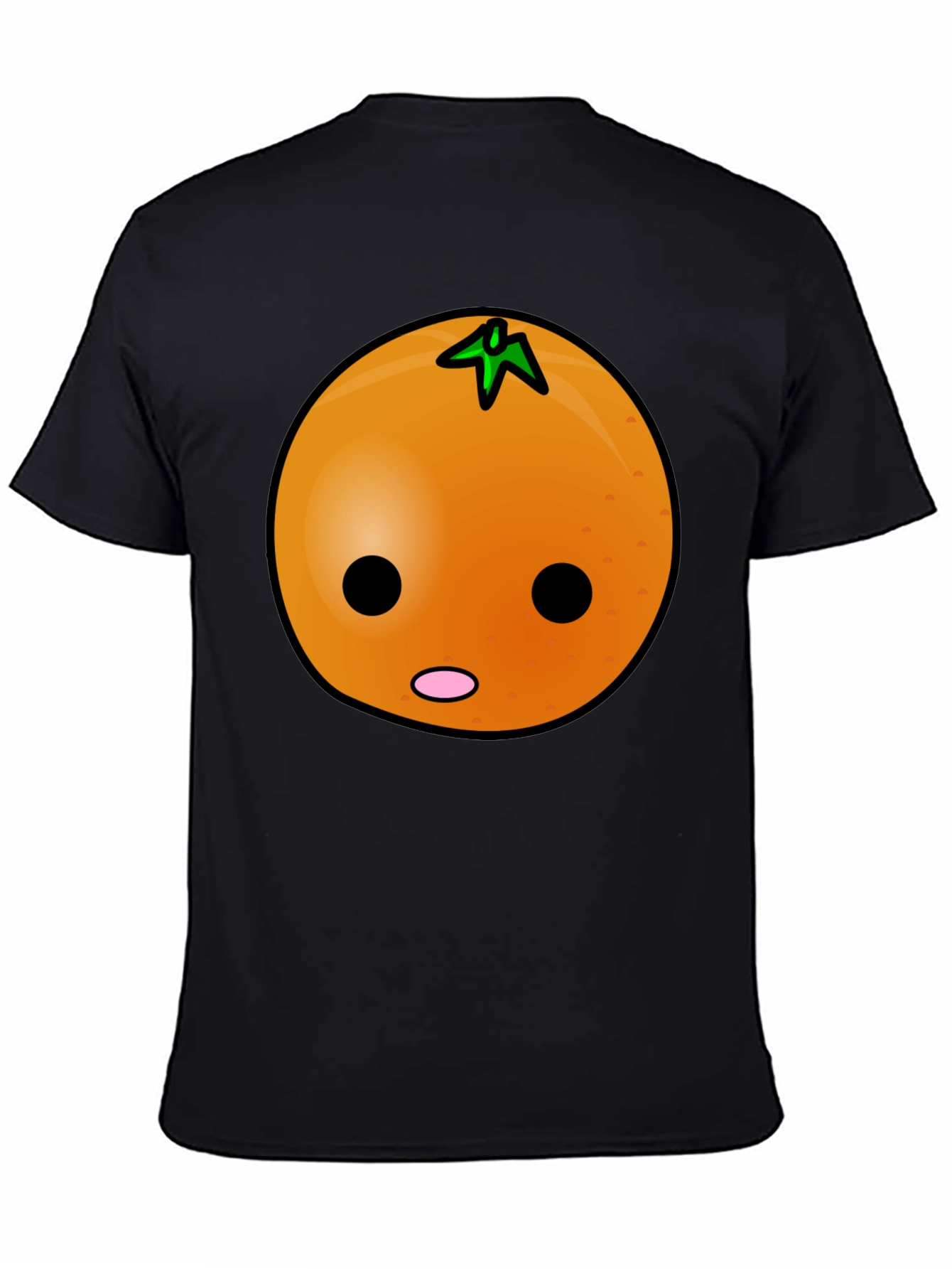 Black Funny Orange Cartoon Face Graphic Tee view 4