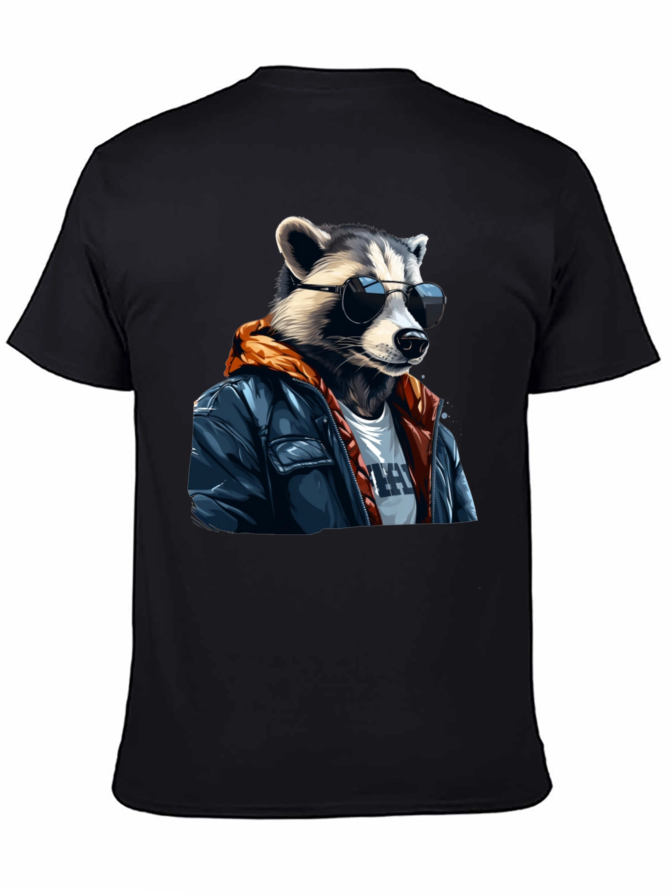 Black Cool Raccoon Graphic Tee - Black T-Shirt view 4