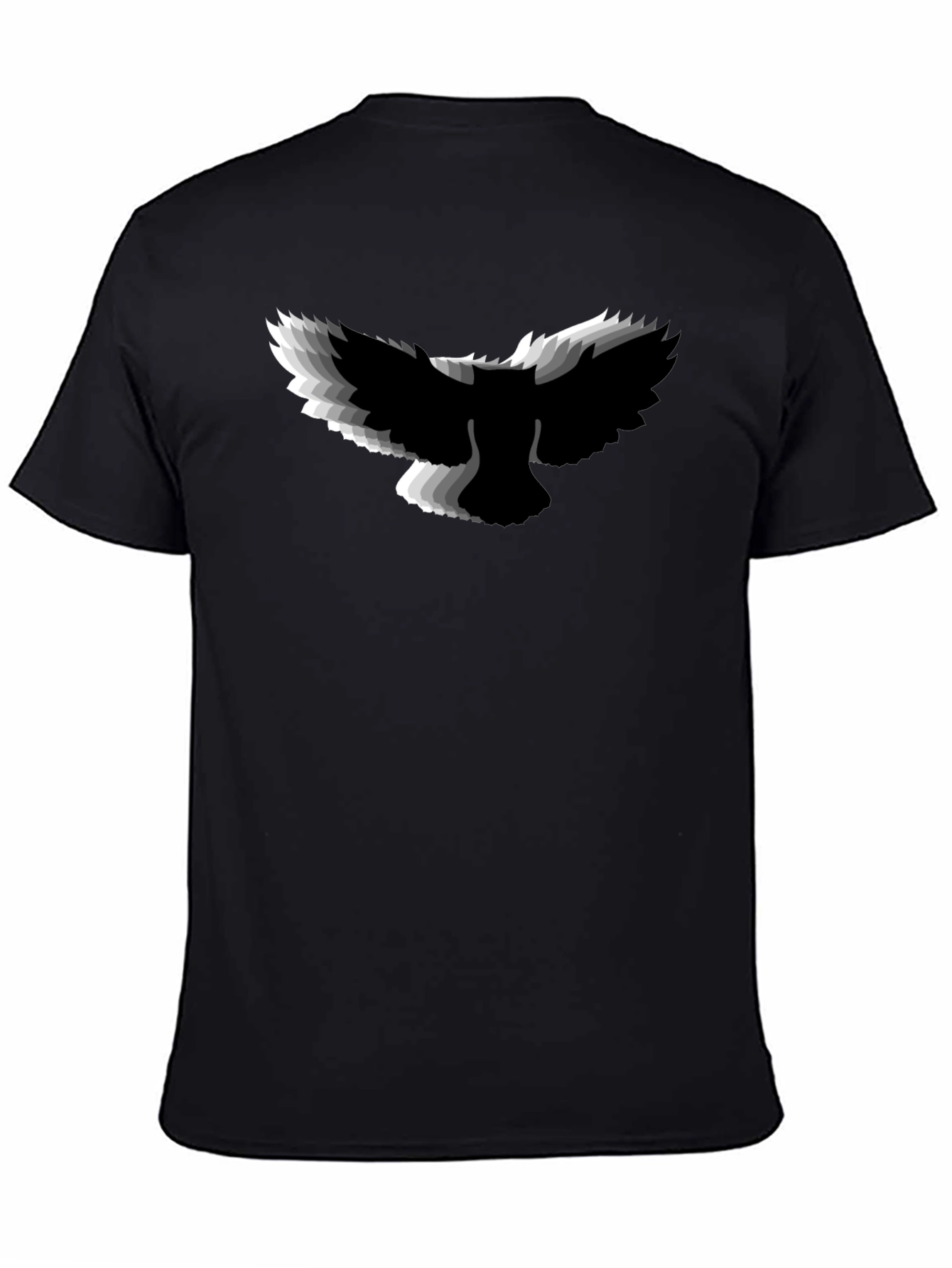 Black Men's Black Graphic Tee - Abstract Bird Design view 4