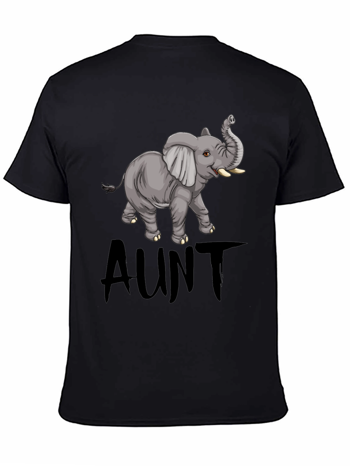 Black Cute Aunt Elephant Graphic Tee - Black view 4