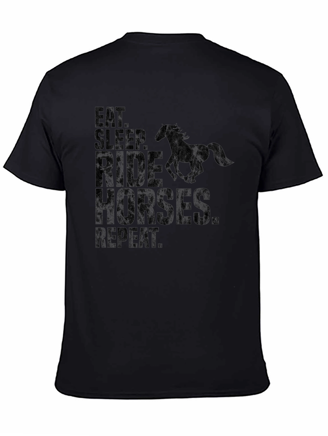Black Eat Sleep Ride Horses Repeat Black T-Shirt view 4