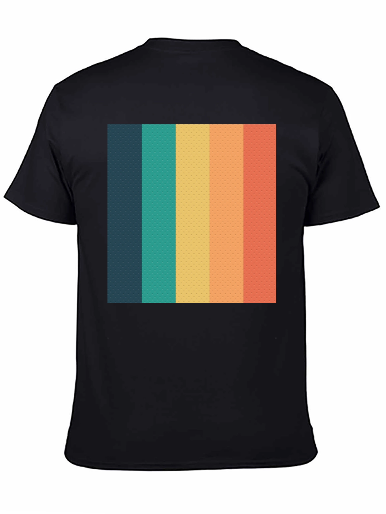 Black Retro Striped T-Shirt - Black Crew Neck Tee view 4