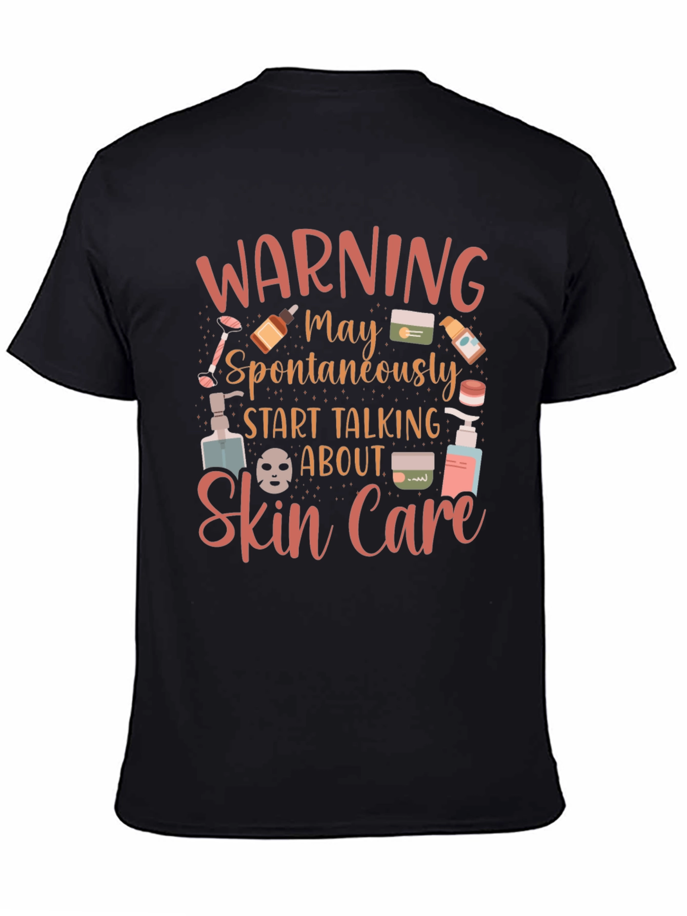 Black Warning Skin Care T-Shirt view 4