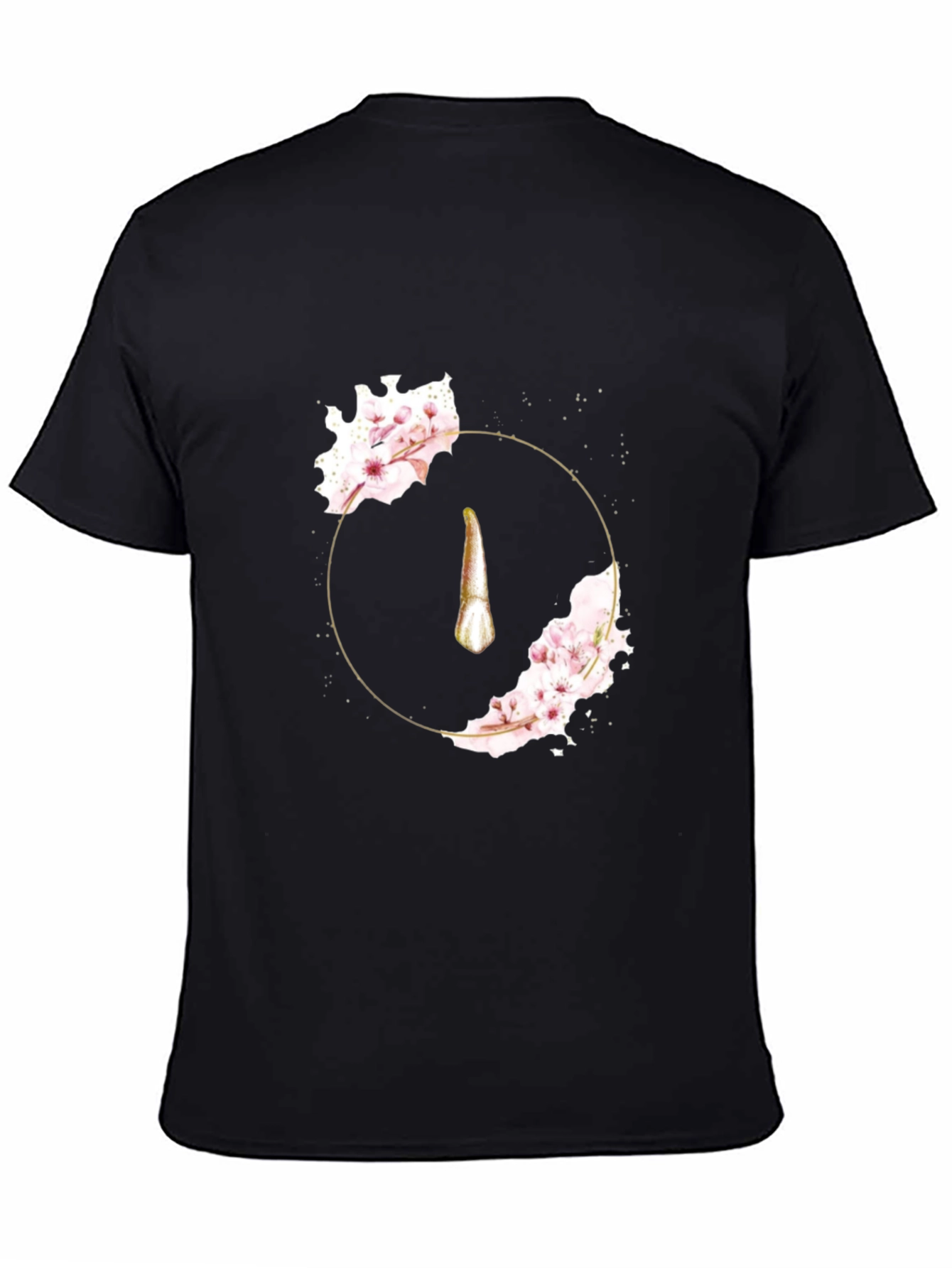 Black Floral Tooth Graphic Tee - Artistic Dental Fashion view 4