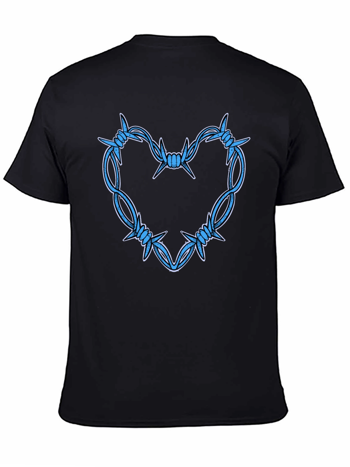 Black Barbed Wire Heart Graphic T-Shirt view 4
