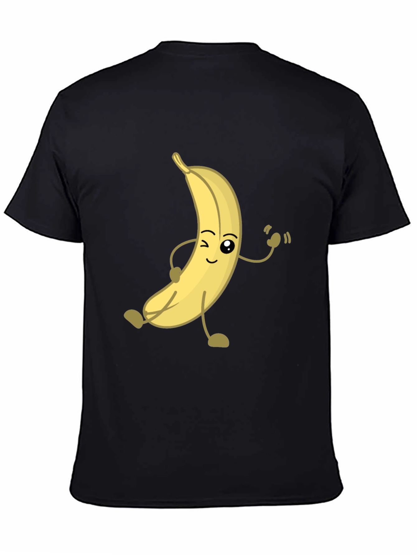 Black Funny Banana Cartoon Graphic T-Shirt view 4