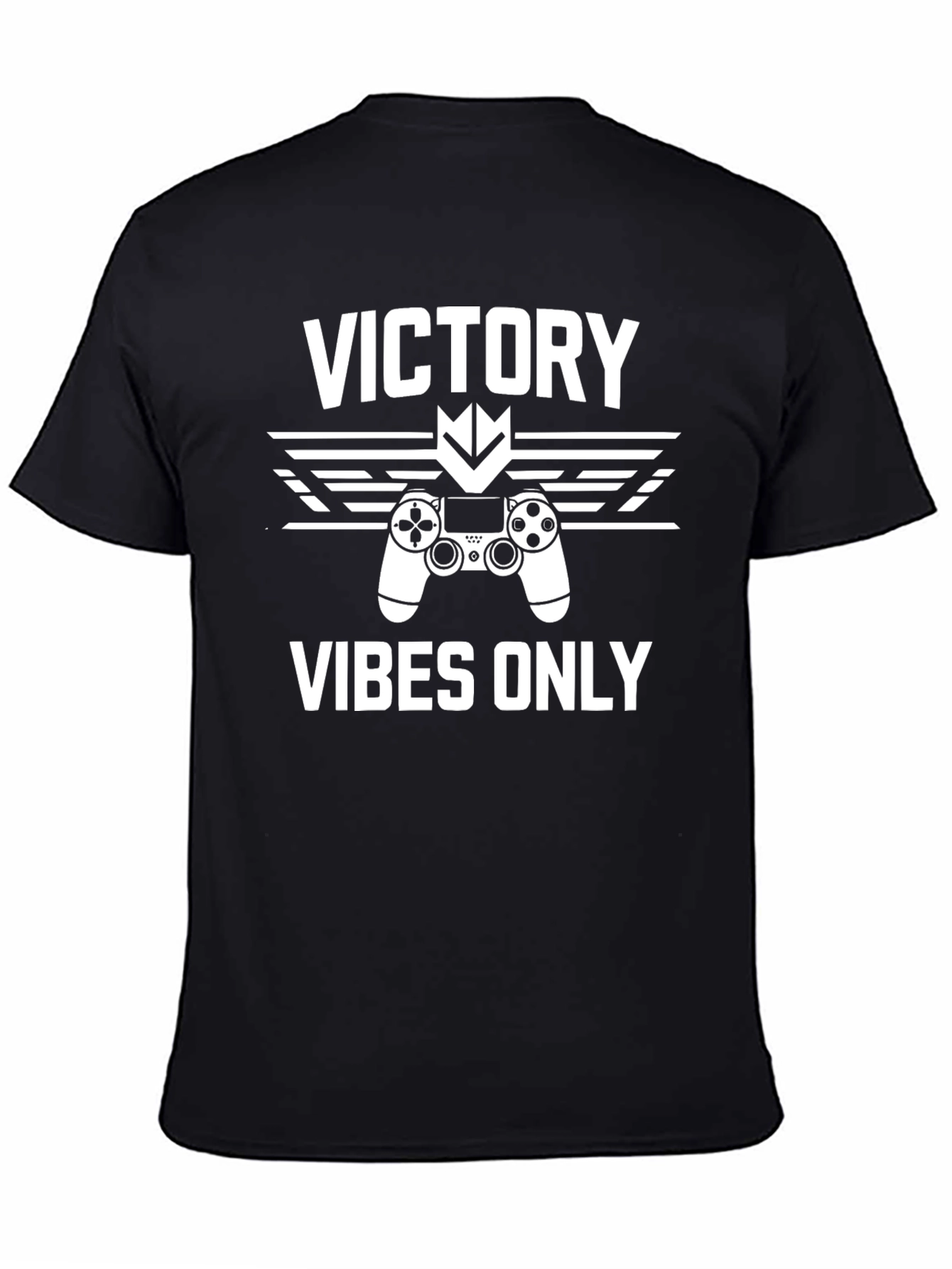Black Victory Vibes Only Gaming T-Shirt view 4
