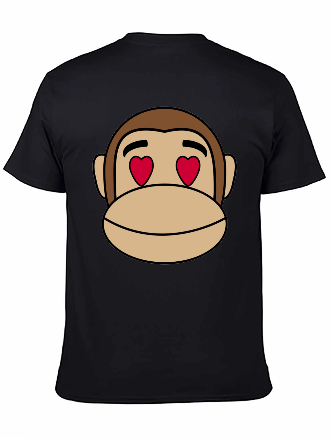 Black Monkey Face Heart Eyes T-Shirt - Black Cotton view 4