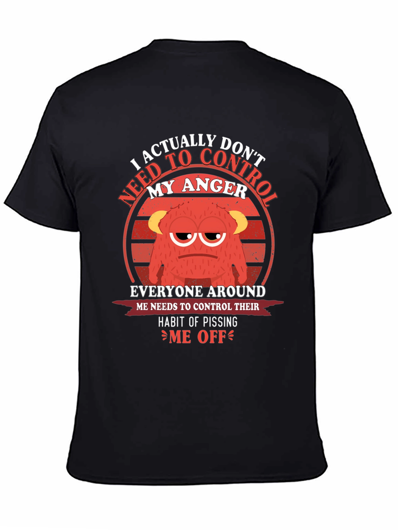 Black Angry Monster Graphic T-Shirt - Funny Humor Tee view 4