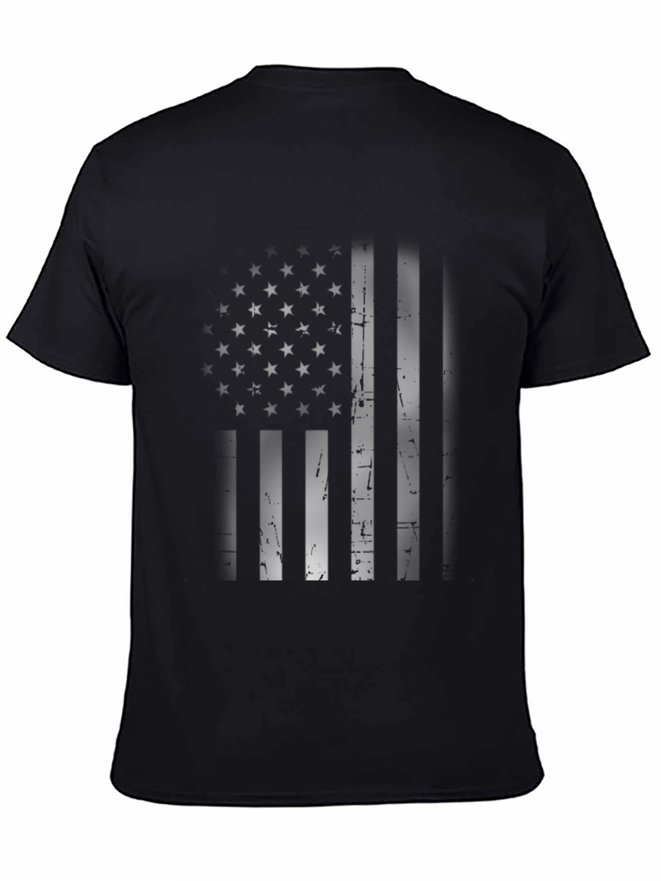Black American Flag Distressed Graphic Tee - Black view 4