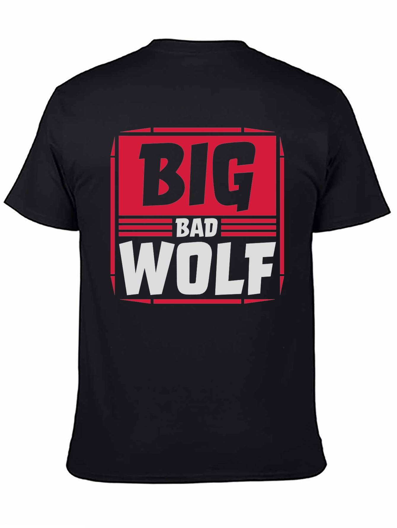 Black Big Bad Wolf Graphic Print T-Shirt view 4