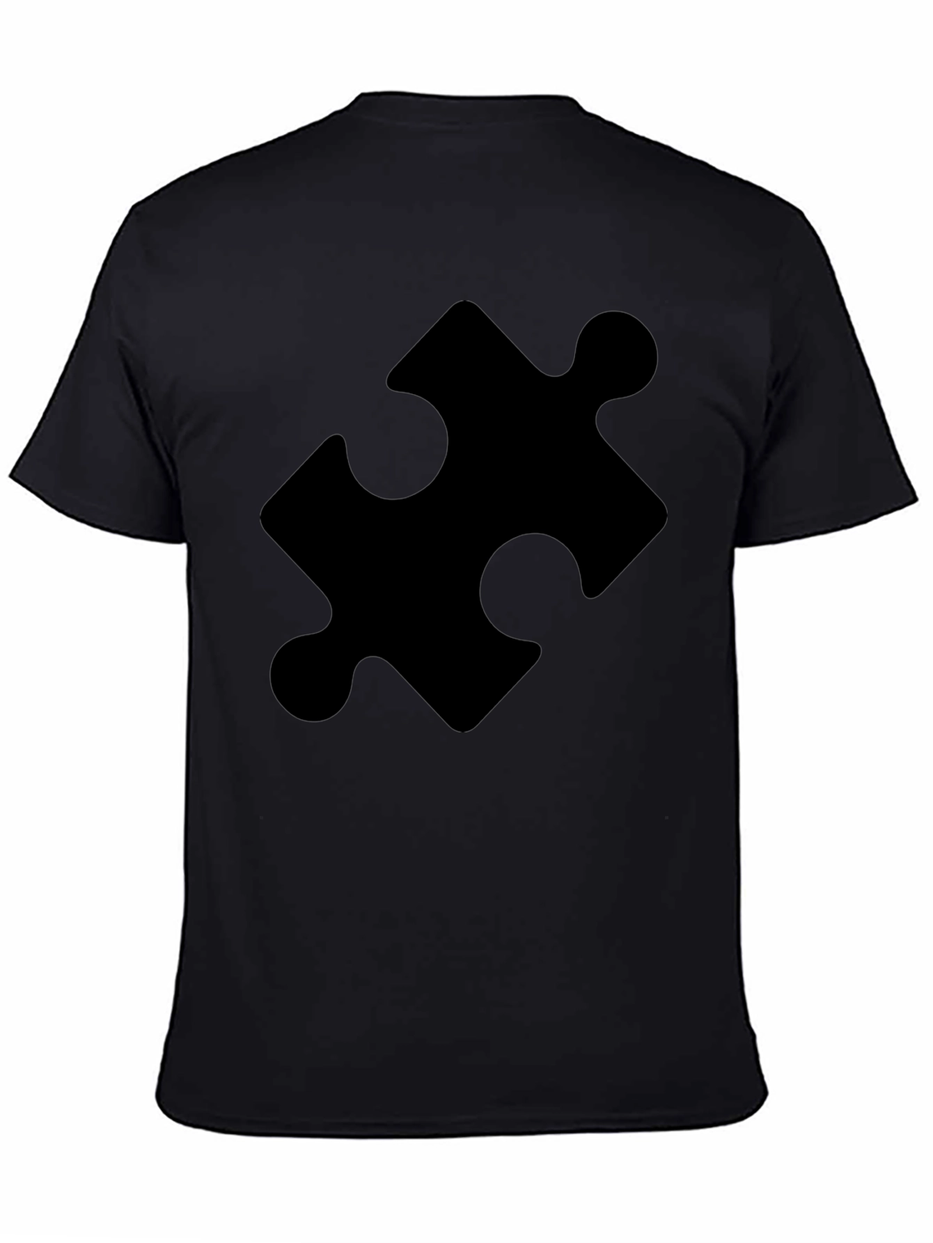 Black Puzzle Piece Graphic Tee - Classic Black Cotton T-Shirt view 4