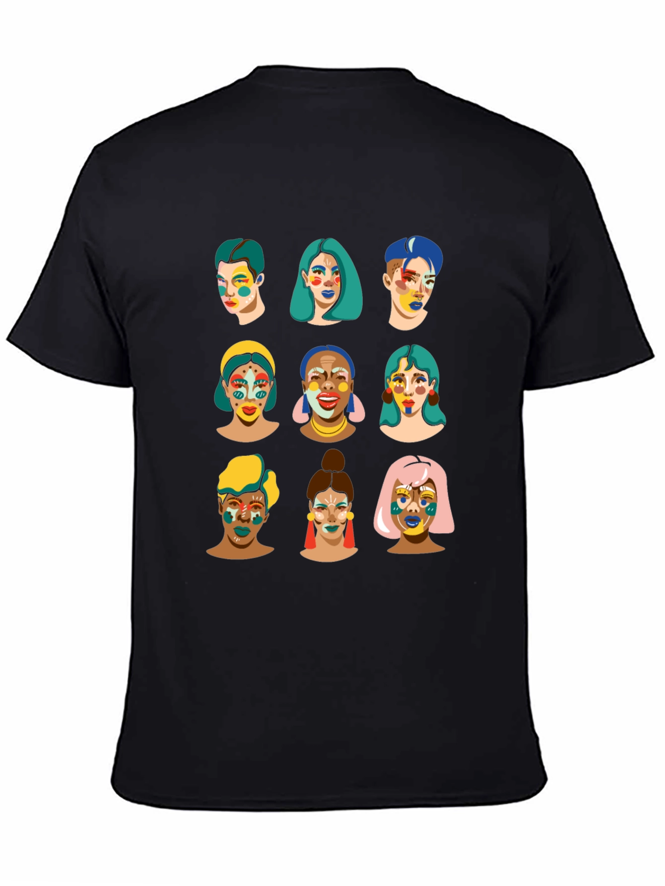 Black Faces T-Shirt - Artistic Design, Unisex Cotton Tee view 4