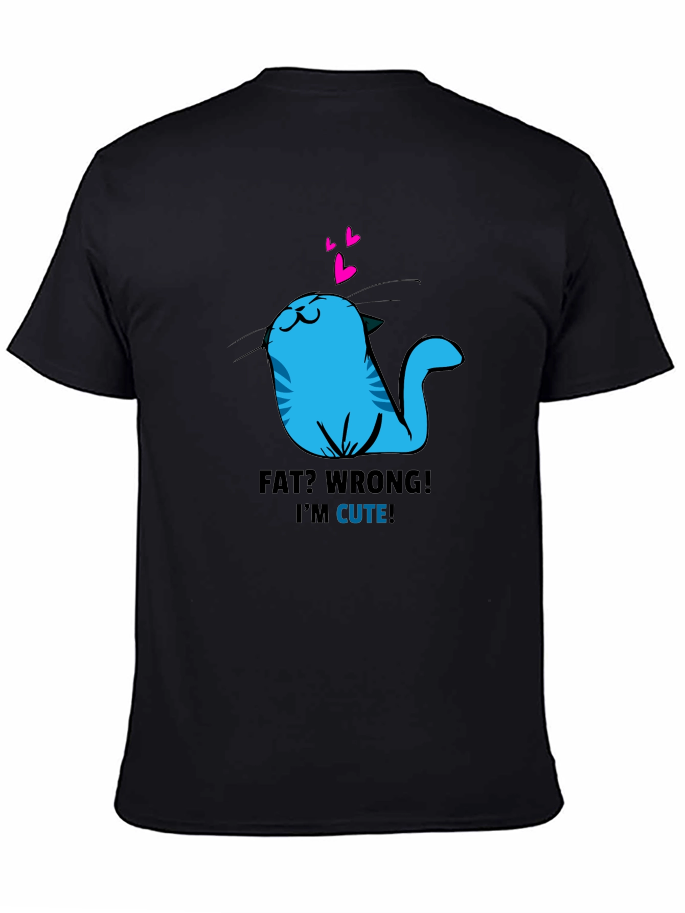 Black Cute Cat Graphic T-Shirt - Funny Kitten Tee view 4