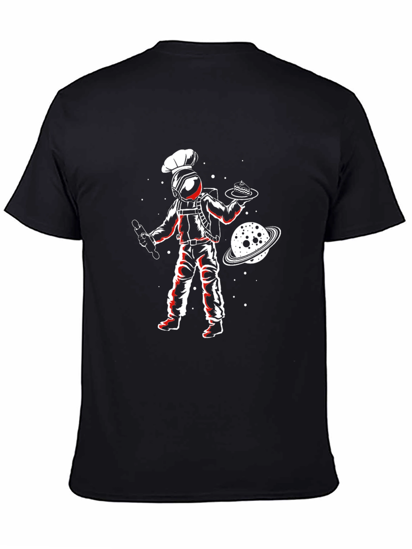 Black Chef Astronaut T-Shirt - Space Baker Design view 4