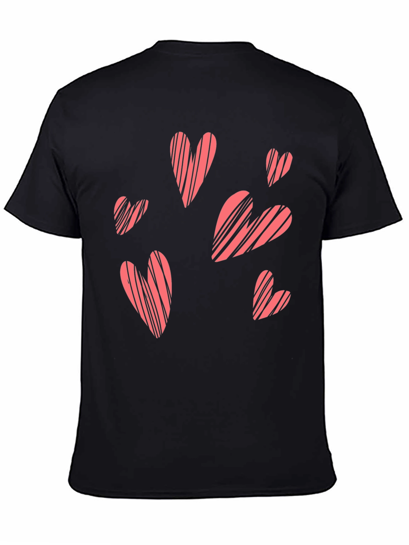 Black Heart Patterned Crew Neck T-Shirt view 4