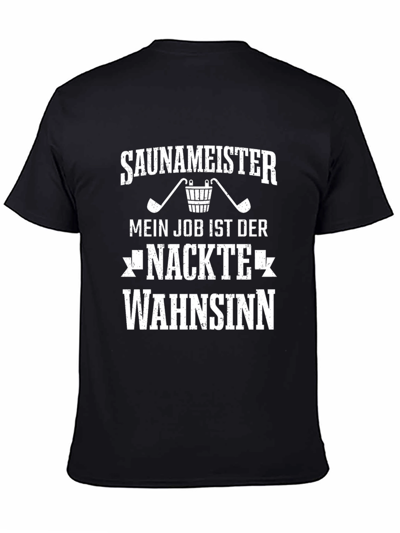 Black Saunameister Fun T-Shirt - Naked Madness Sauna Master view 4
