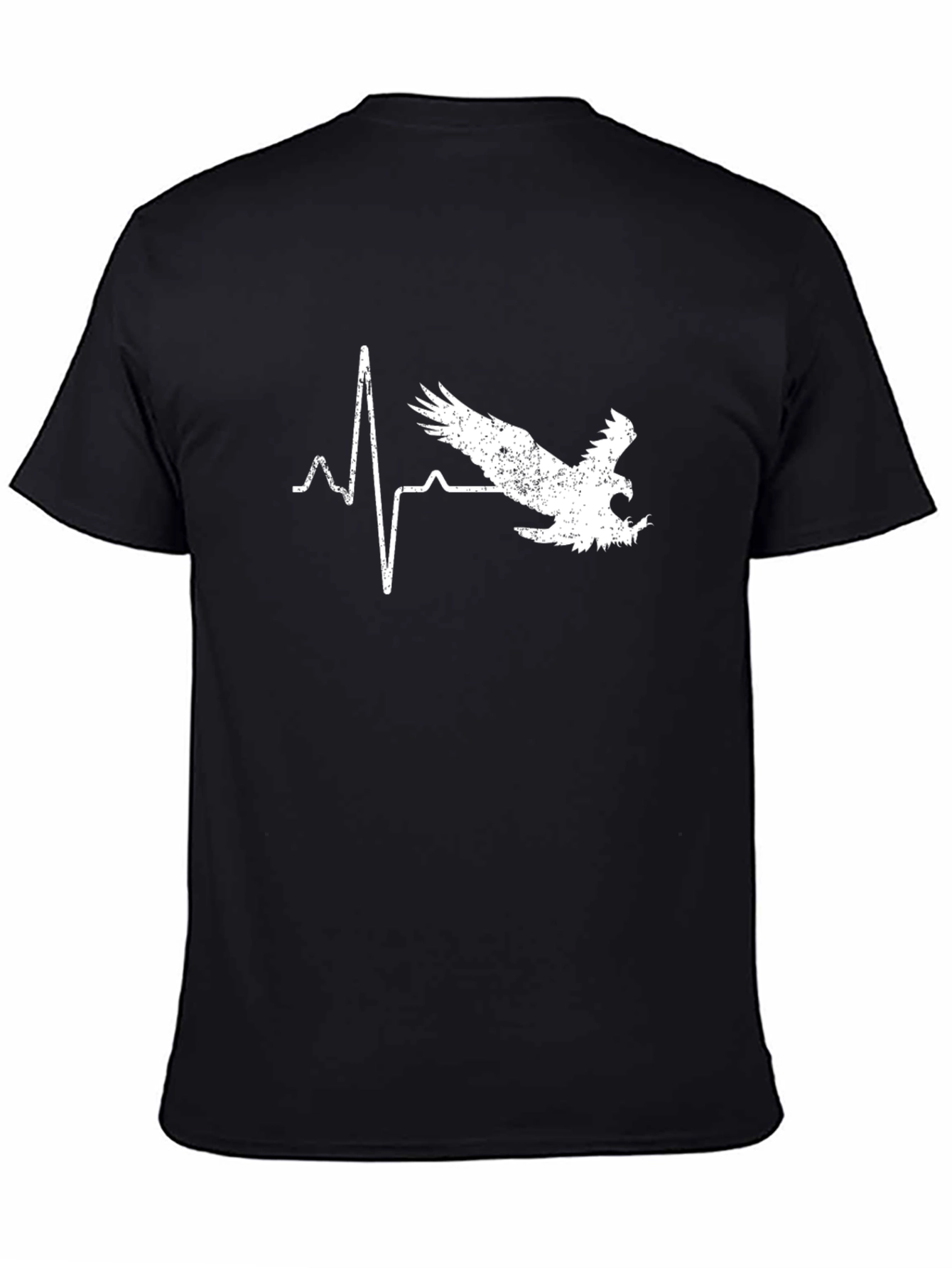 Black Eagle Heartbeat Graphic T-Shirt - Black Cotton Tee view 4