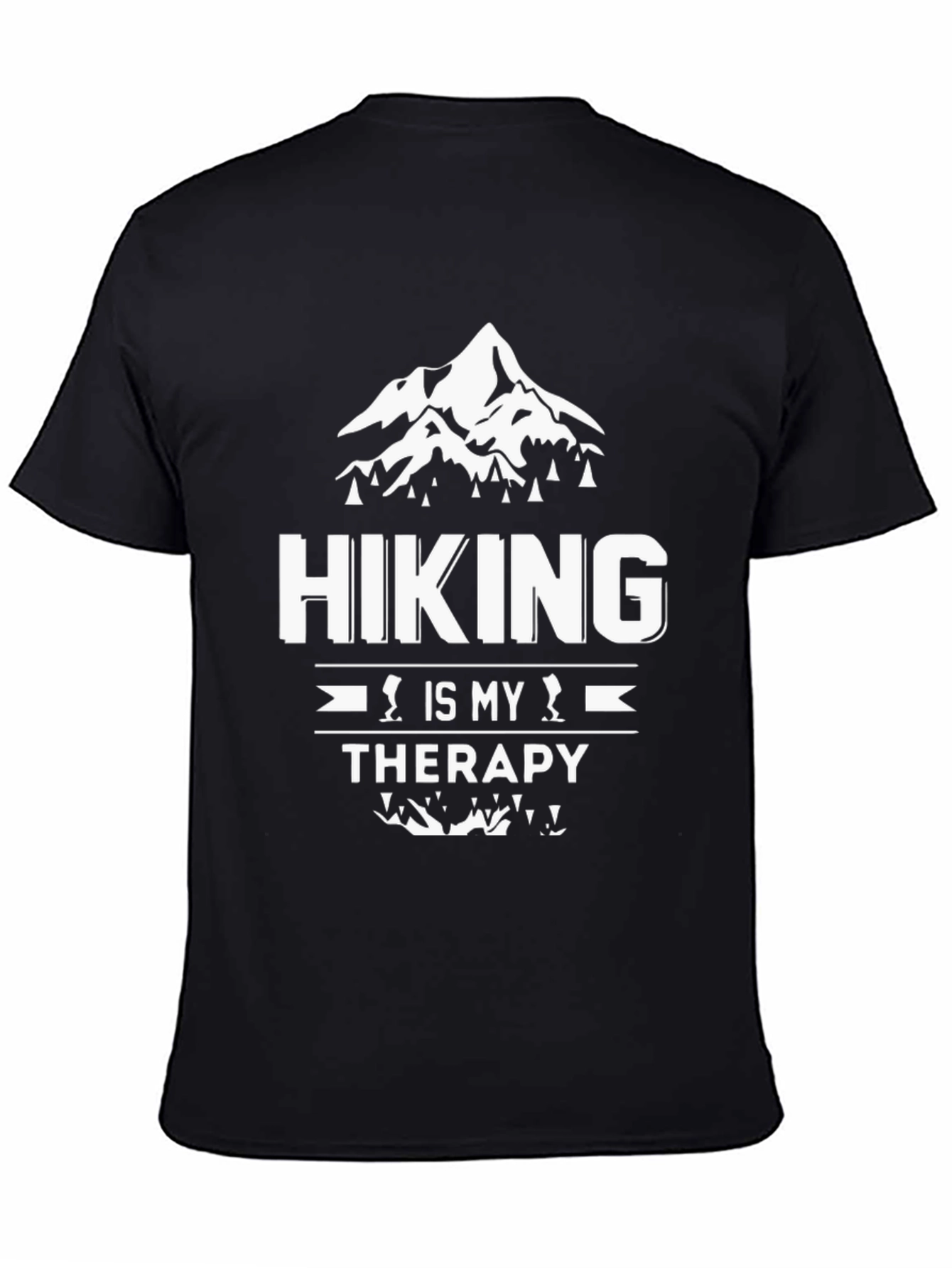 Black Hiking is My Therapy Black Graphic T-Shirt view 4