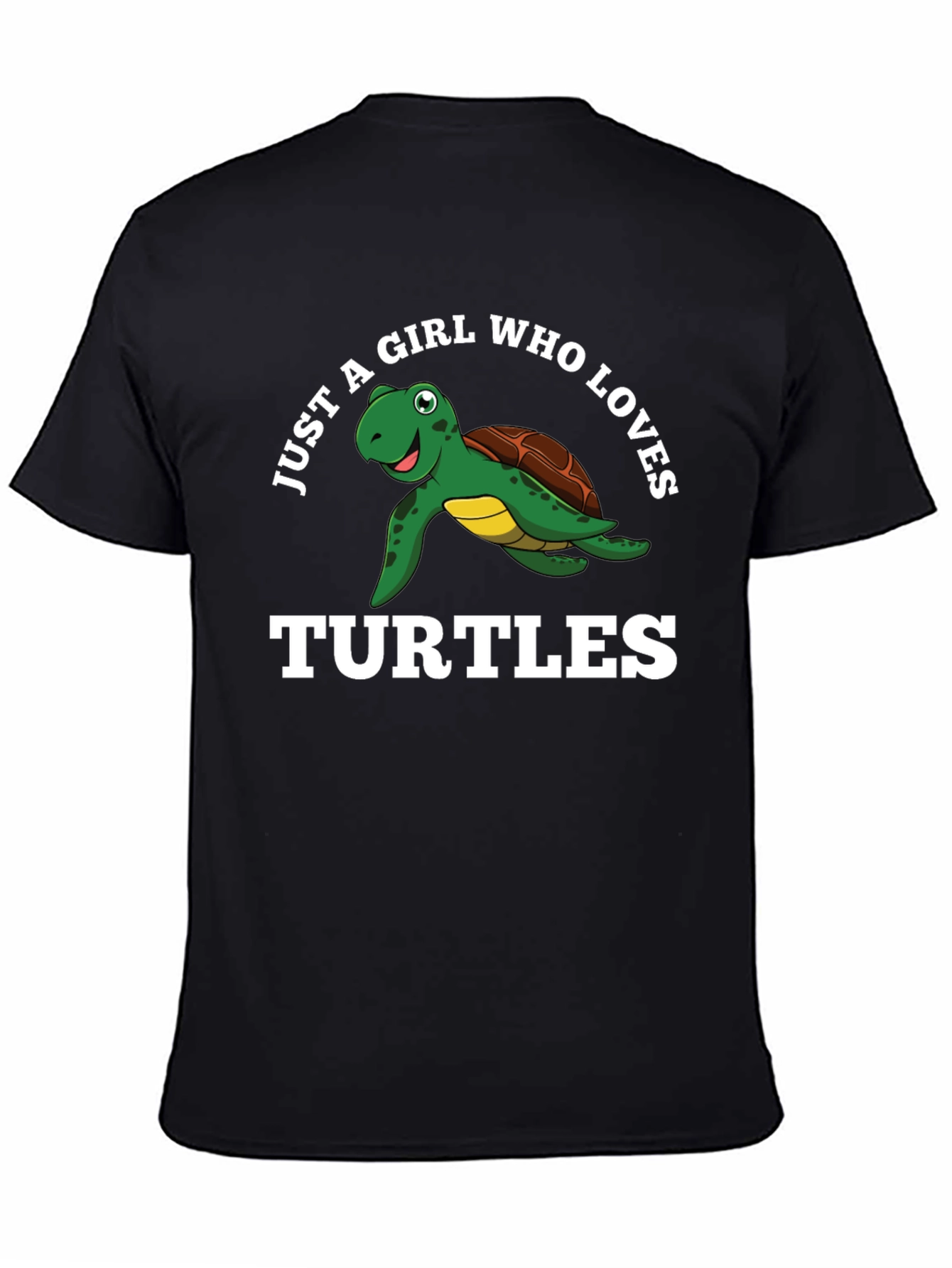 Black Just A Girl Who Loves Turtles Black T-Shirt view 4